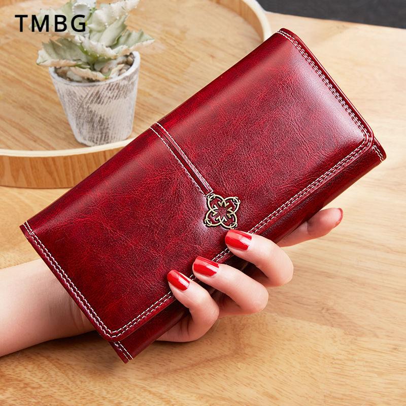 Piele PU de epocă Portofele lungi pentru femei Geantă pentru bani de capacitate mare Geantă pentru telefon mobil cu design nou, Suport pentru carduri multiple, Bancnote, Poșetă pentru monede
