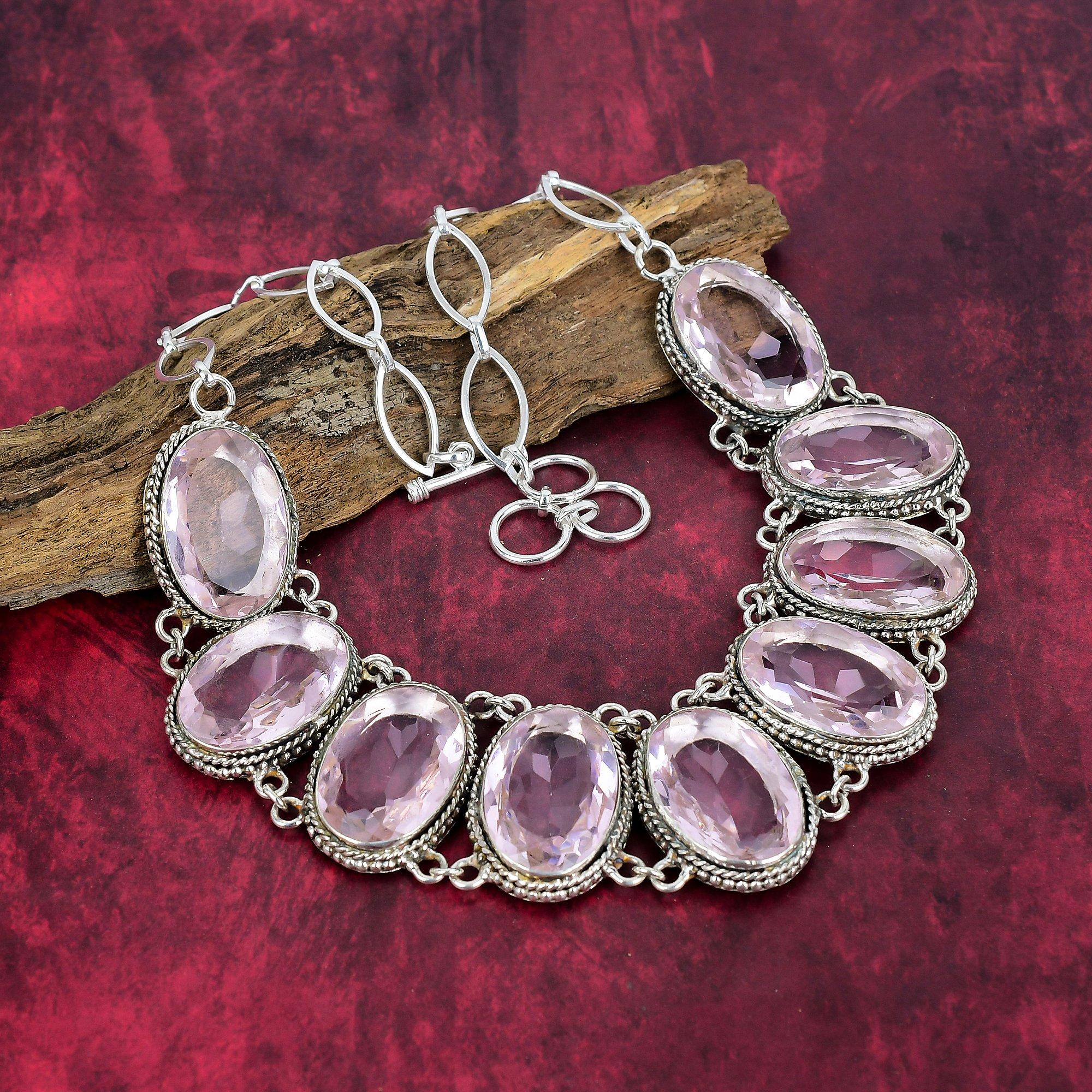 Faceted Pink Kunzite Handmade Gemstone Jewelry, 925 Solid Sterling Silver Necklace Unique Design Jewelry, For Women