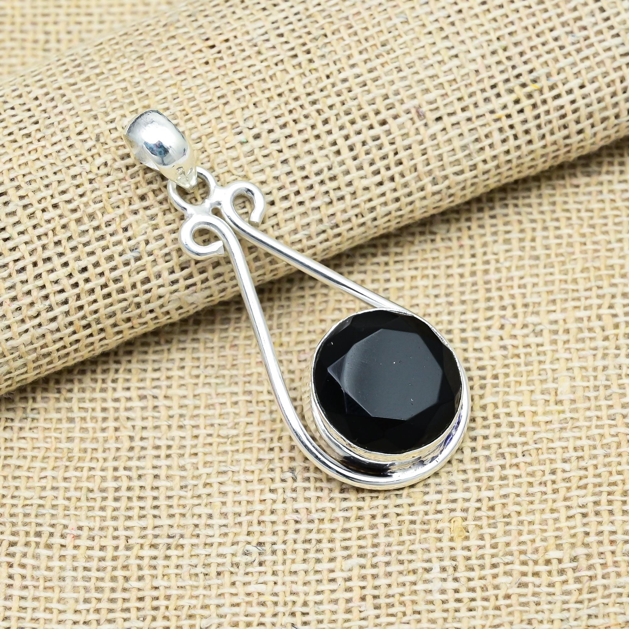 Adorable Black Spinel Gemstone 925 Sterling Silver Handmade Jewelry Pendant For Women Gift