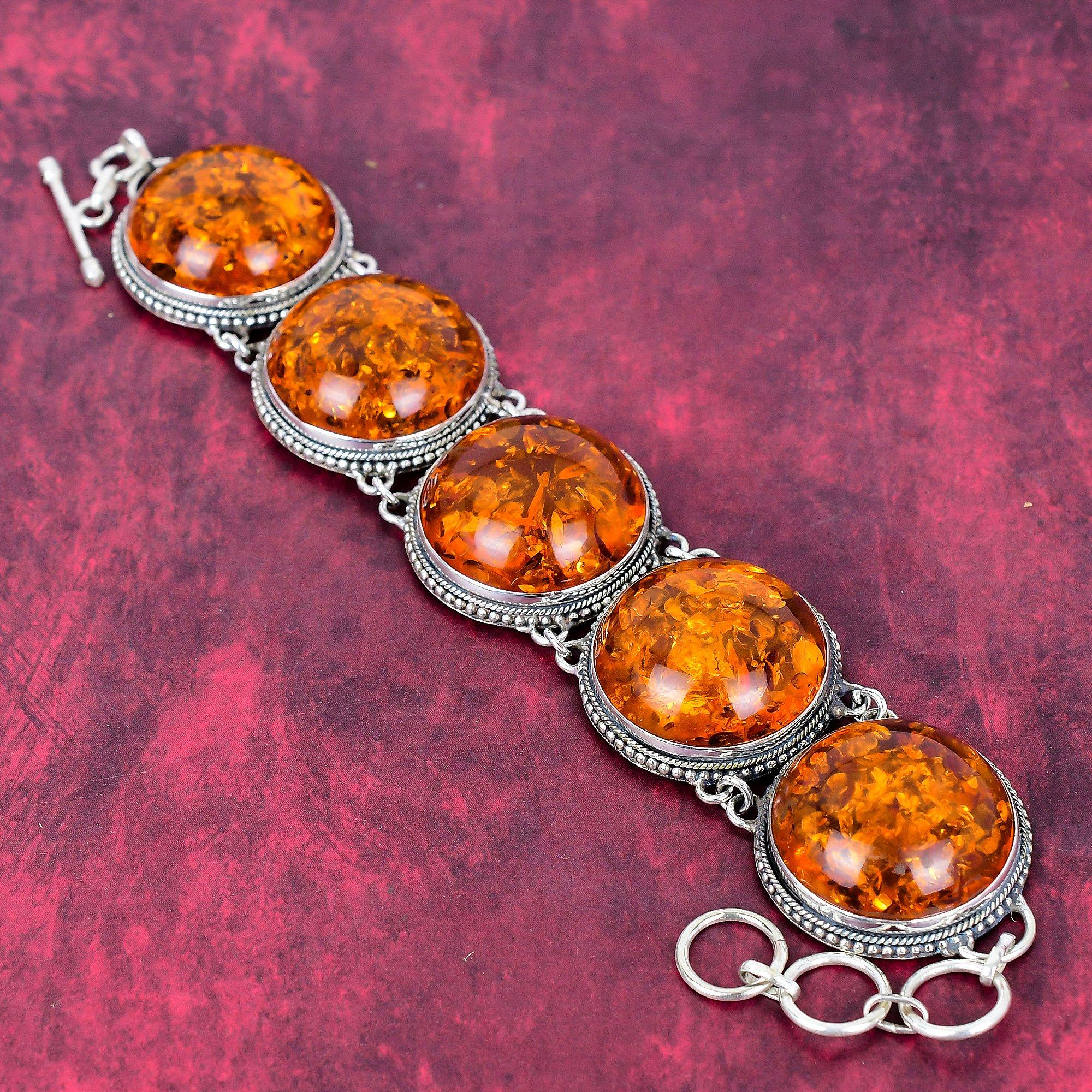 Baltic Amber Bracelet, Charming Onyx Gemstone 925 Solid Sterling Silver Jewelry, Handmade Adjustable Bracelet Jewelry For Her