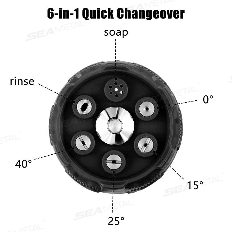 SEAMETAL 6 In 1 Nozzle High Pressure Washing Nozzle 1/4 Quick Connector Rotating Car Washer Spray Nozzle