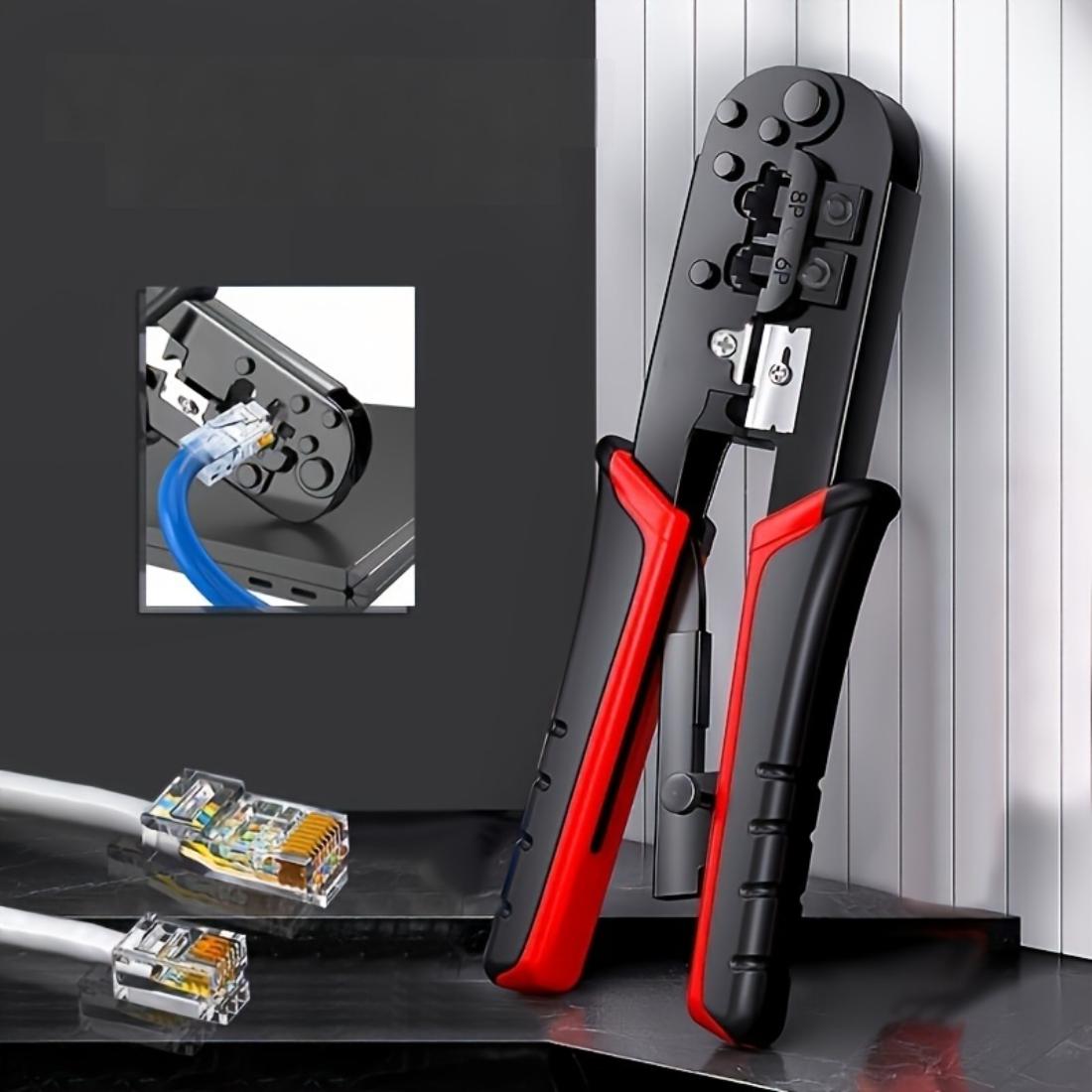 Professional Multifunctional RJ45 Network Crimping Tool, 8P6P Cable Stripper And Cutter For Home Monitoring Room Wiring Repair Work