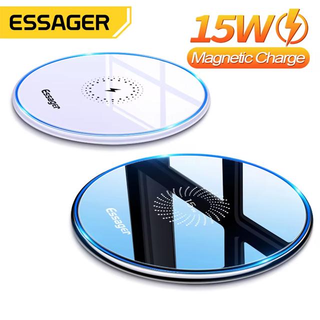 Essager 15W bezdrátová nabíječka Qi Indukční podložka pro rychlé bezdrátové nabíjení telefonu pro iPhone 14 13 12 Pro Max X Xiaomi mi 10 Samsung S20