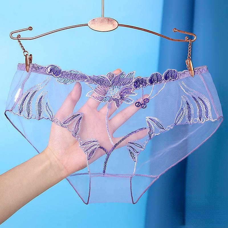 Sexy Lace Briefs for Women - Low Waist G-String Underwear Solid Hollow Out Thongs