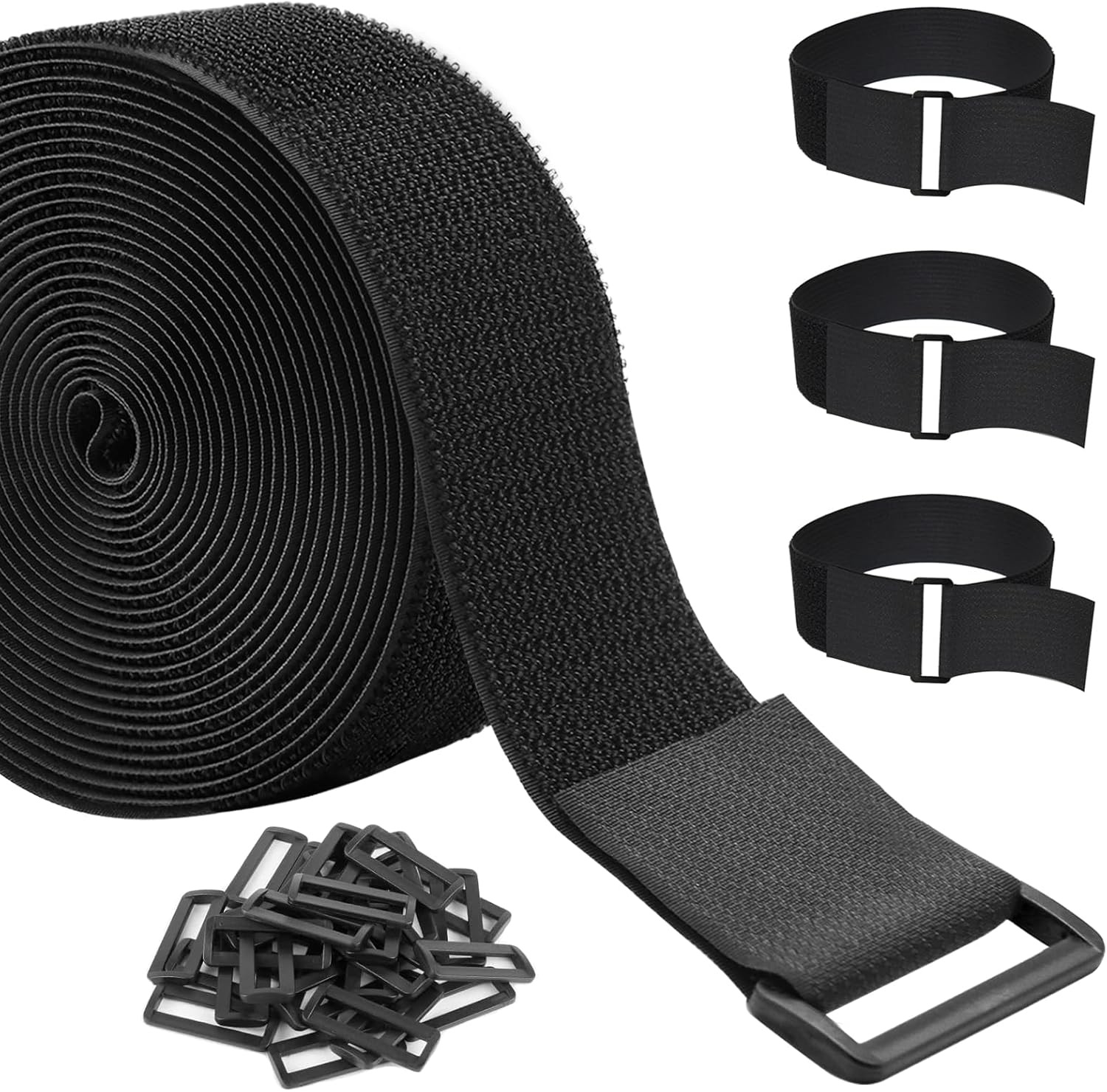 Cinghie Riutilizzabili Robuste a Velcro, Fascette Stringacavi in Nylon Tagliabili da 5m con 20 Fibbie, Diverse Larghezze per Cavi del Rimorchio e Raggruppamento Esterno