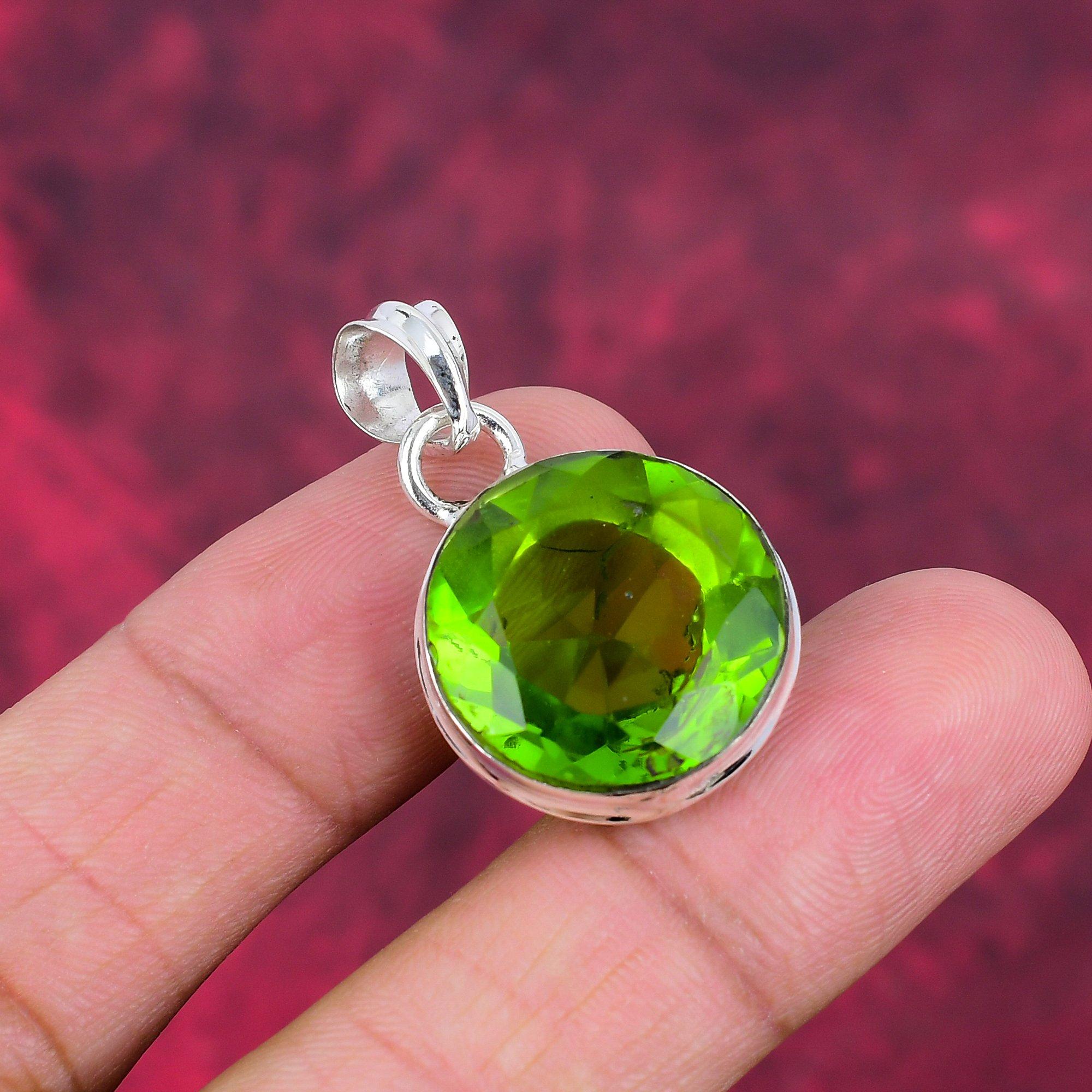 Peridot Anhänger, 925 Sterling Silber Edelstein Schmuck, handgefertigter Anhänger, Als Hochzeitsgeschenk