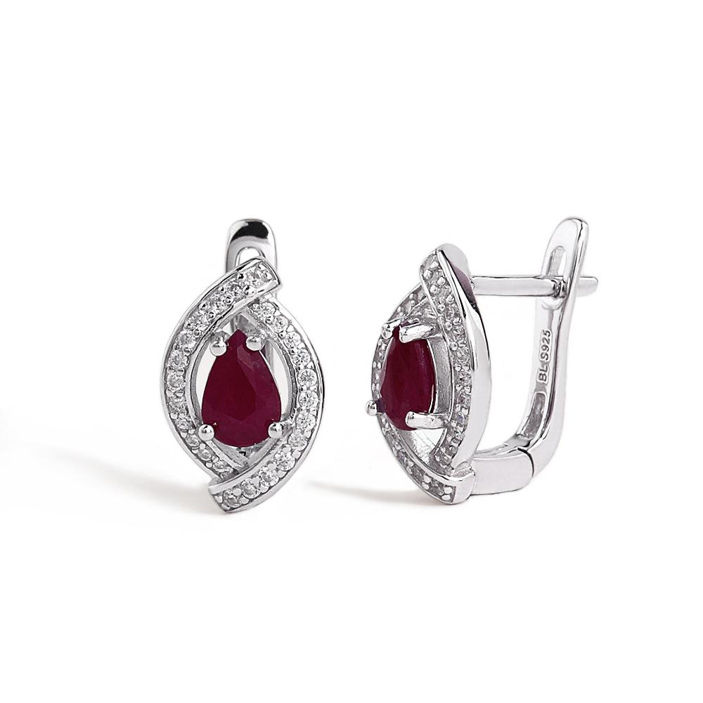 925 Sterling silver earrings natural Dark longrido pear 4*6mm filled ruby fine jewelry for women's Anniversary and Birthday gift