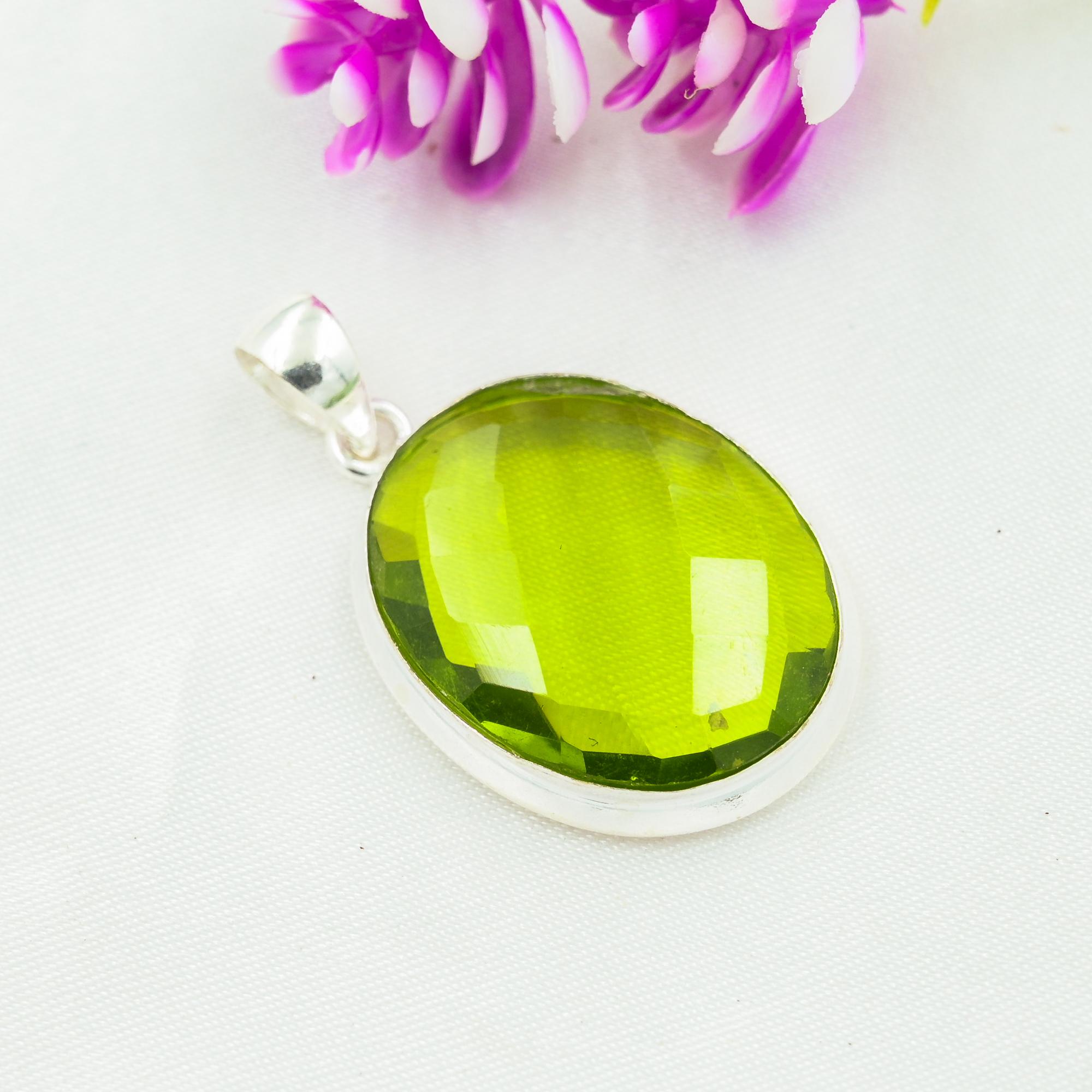 Peridot Pendant Gemstone Jewelry, 925 Solid Sterling Silver Pendant, Handmade Jewelry Birthstone Pendant, Gift For Him