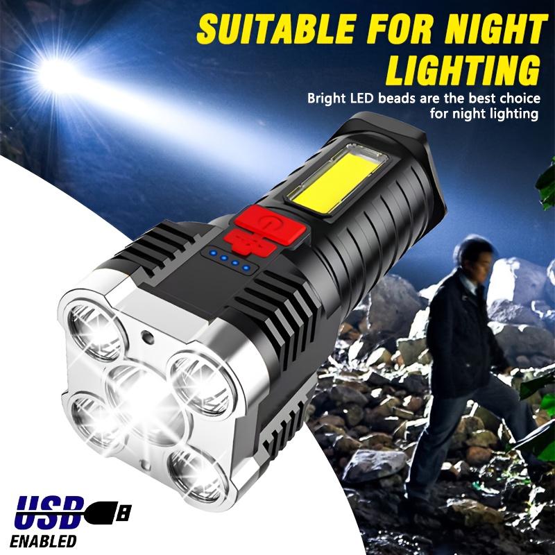 5LED Torch High Power Led Flashlights Powerful Work Light Rechargeable Camping COB Side Light 3 Modes Adventure Outdoor Lantern