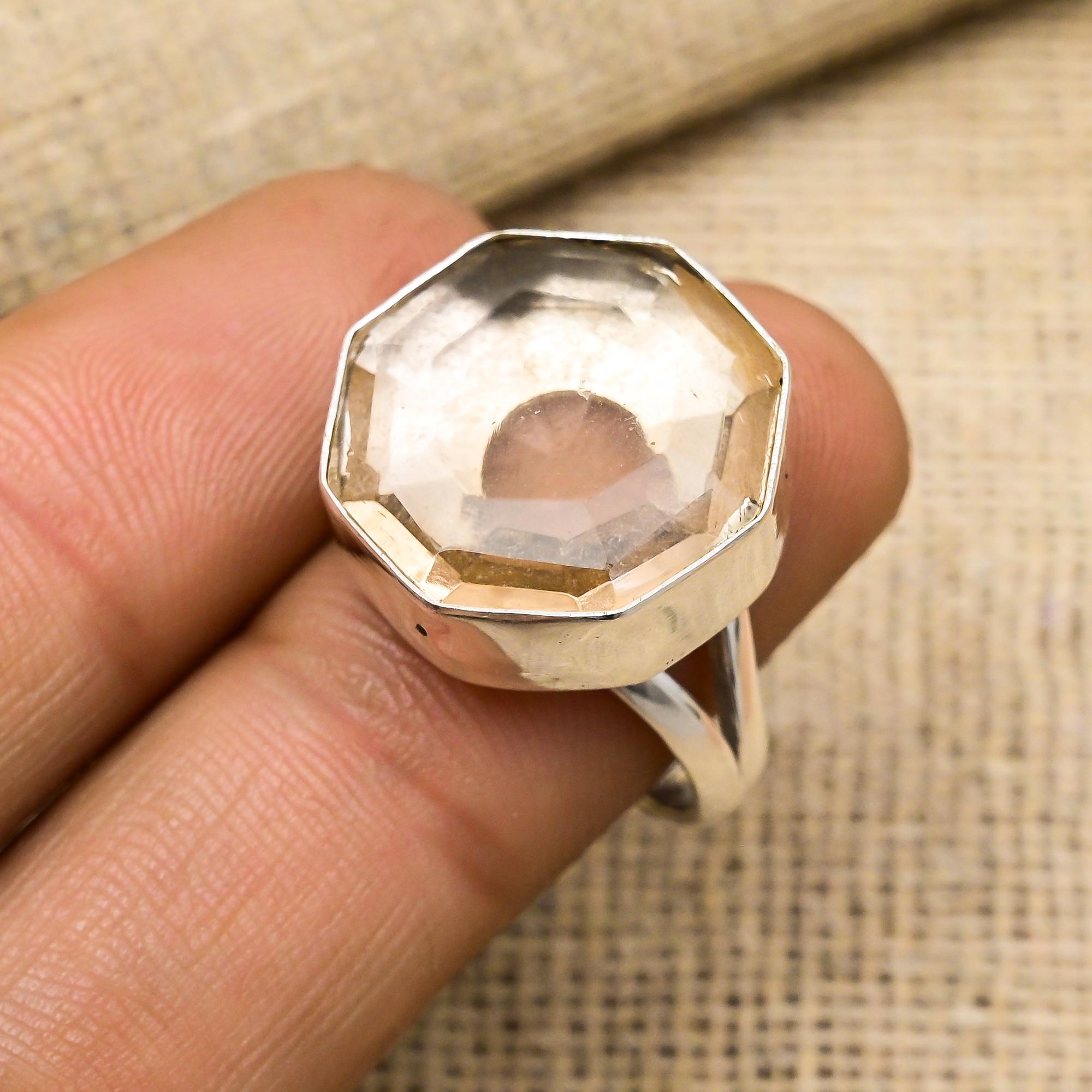 Morganite Pierre Précieuse Bijoux Fait Main Argent Sterling 925 Bague Neuve Cadeau Pour Femmes