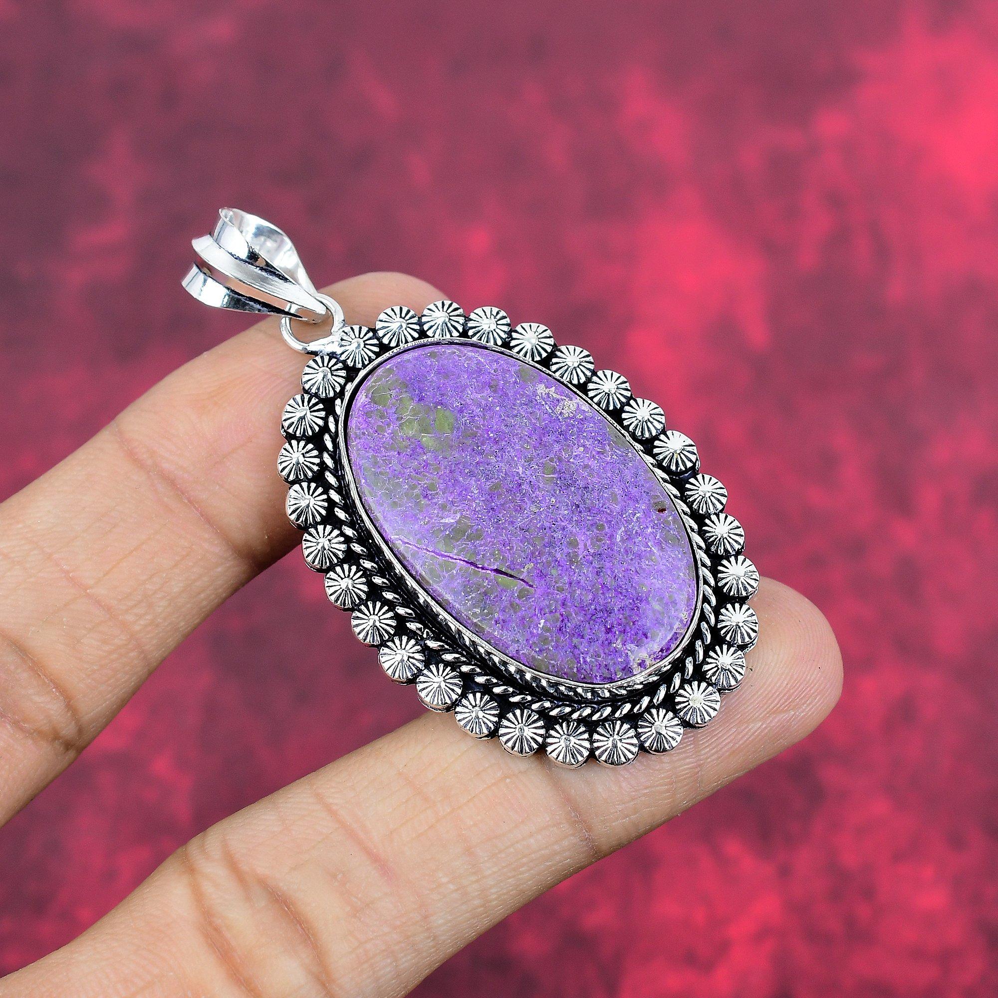 Purpurite Pendant, 925 Sterling Silver Pendant Jewelry, Handmade Pendant Gemstone Jewelry For Memorial Day