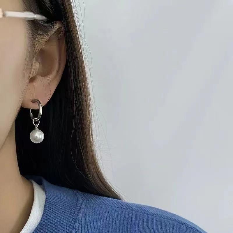 Exquisite Pearl Hoop Earrings For Women Wedding Jewelry Gift Lovely Girls Drop Earring