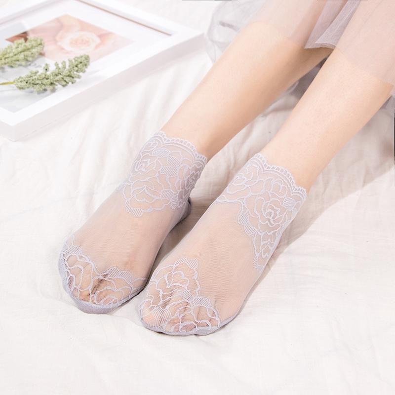 Lolita Γυναικείες αόρατες κάλτσες δαντέλας Λεπτές γυναικείες κάλτσες με δαντέλα βάρκα κούφιες αντιολισθητικές ρηχές διάφανες γυναικείες κάλτσες