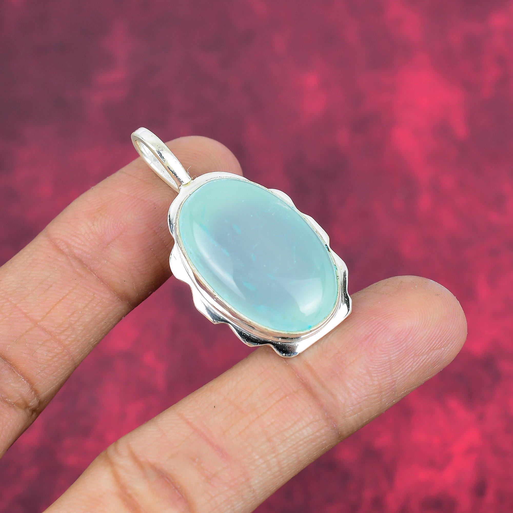 Chalcedony 925 Solid Sterling Silver Pendant, Handmade Gemstone Pendant Jewelry, Gifts For Wife Brand New Pendant