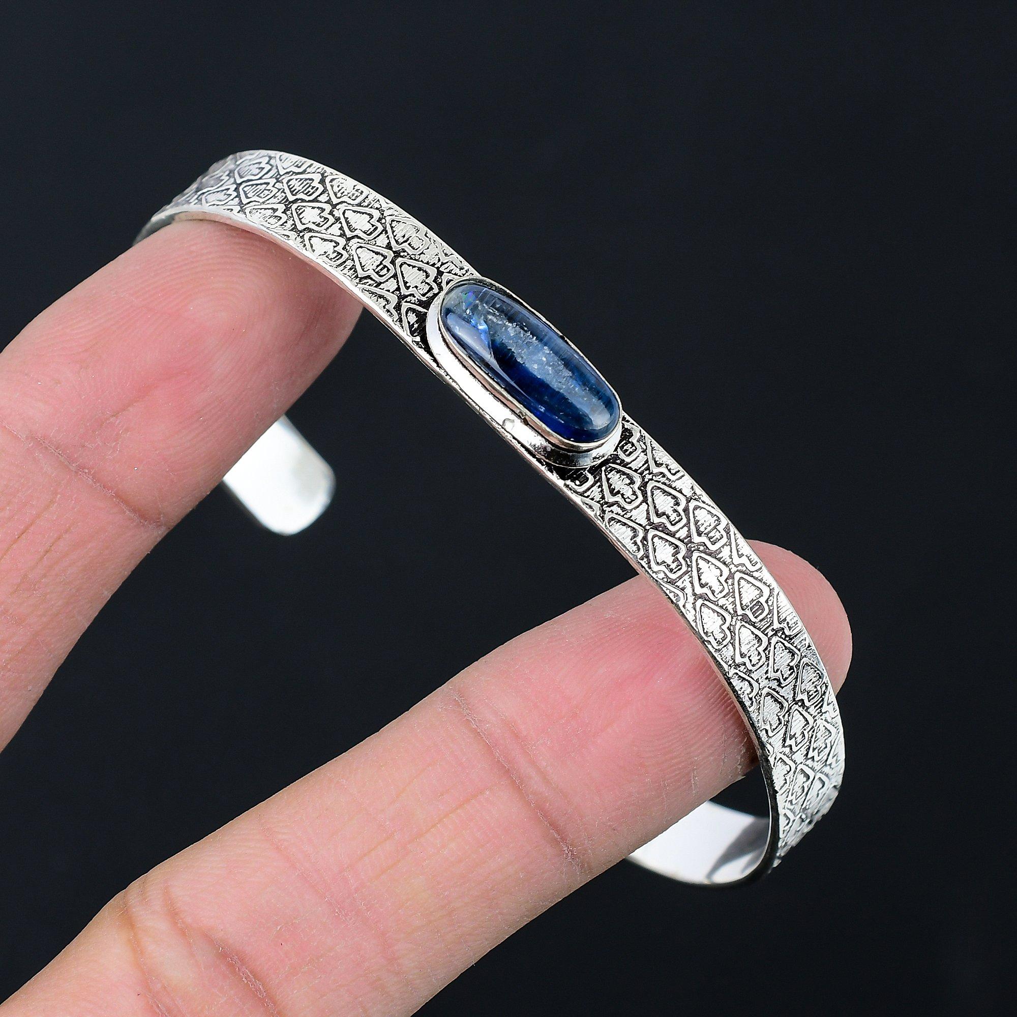 American Dichroic Glass Stone 925 Sterling Silver Sister Unique Bangle Bracelet