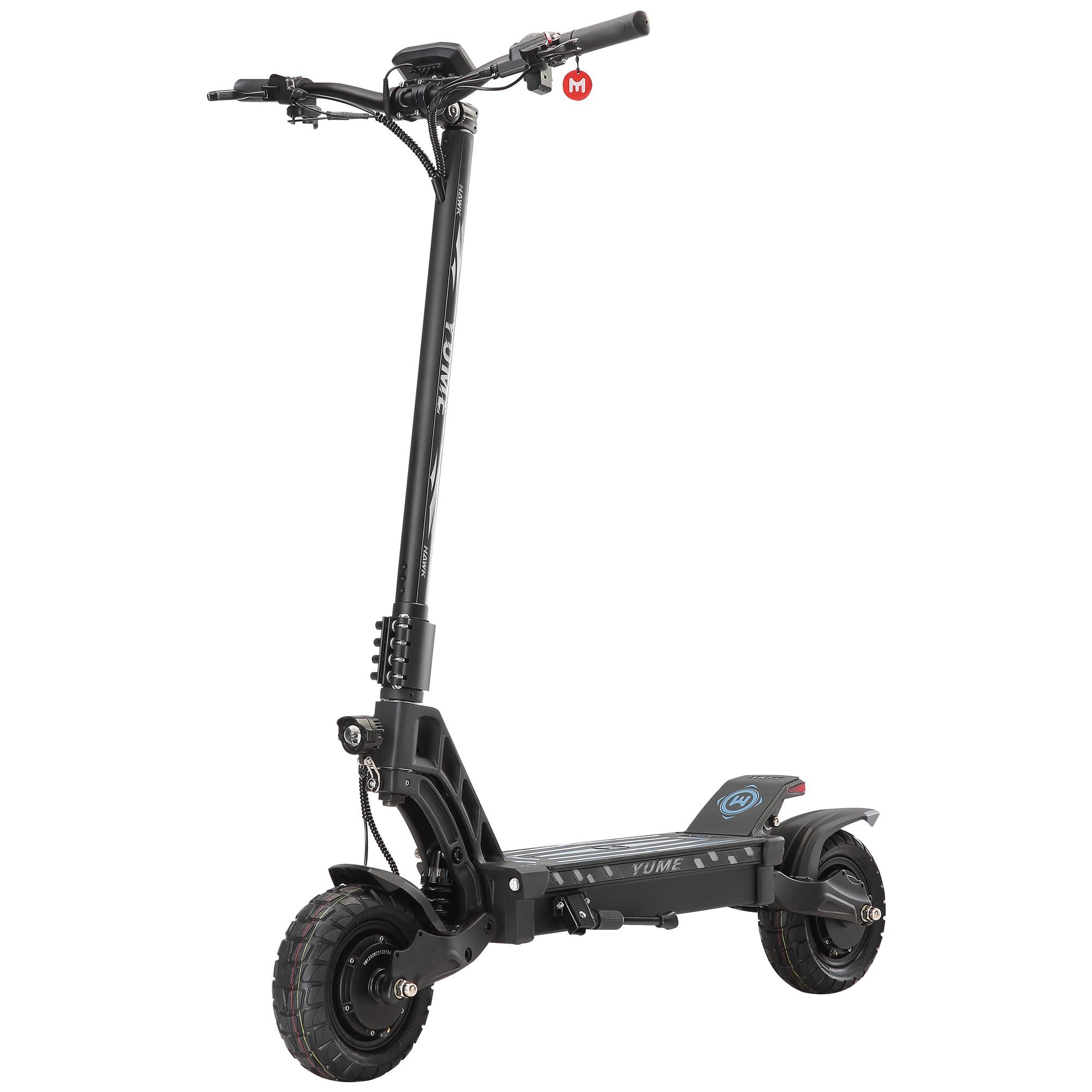 YuMe Terénní elektrická koloběžka HAWK pro dospělé 1200W*2 motor 60V22.5Ah baterie 10palcové terénní pneumatiky jízda venku skládací e-koloběžka