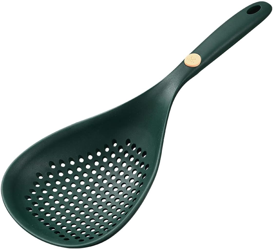 Ustensile de gătit de bucătărie, strecurătoare de alimente din silicon cu mâner, lingură mare pentru strecurătoare, lingură cu fante, rezistentă la căldură