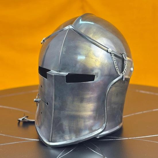 Grey Barbuta Helmet Medieval Knight Armor 18G Mild Steel LARP Cosplay Warrior Helmet Visored Barbuta for Halloween Collectors