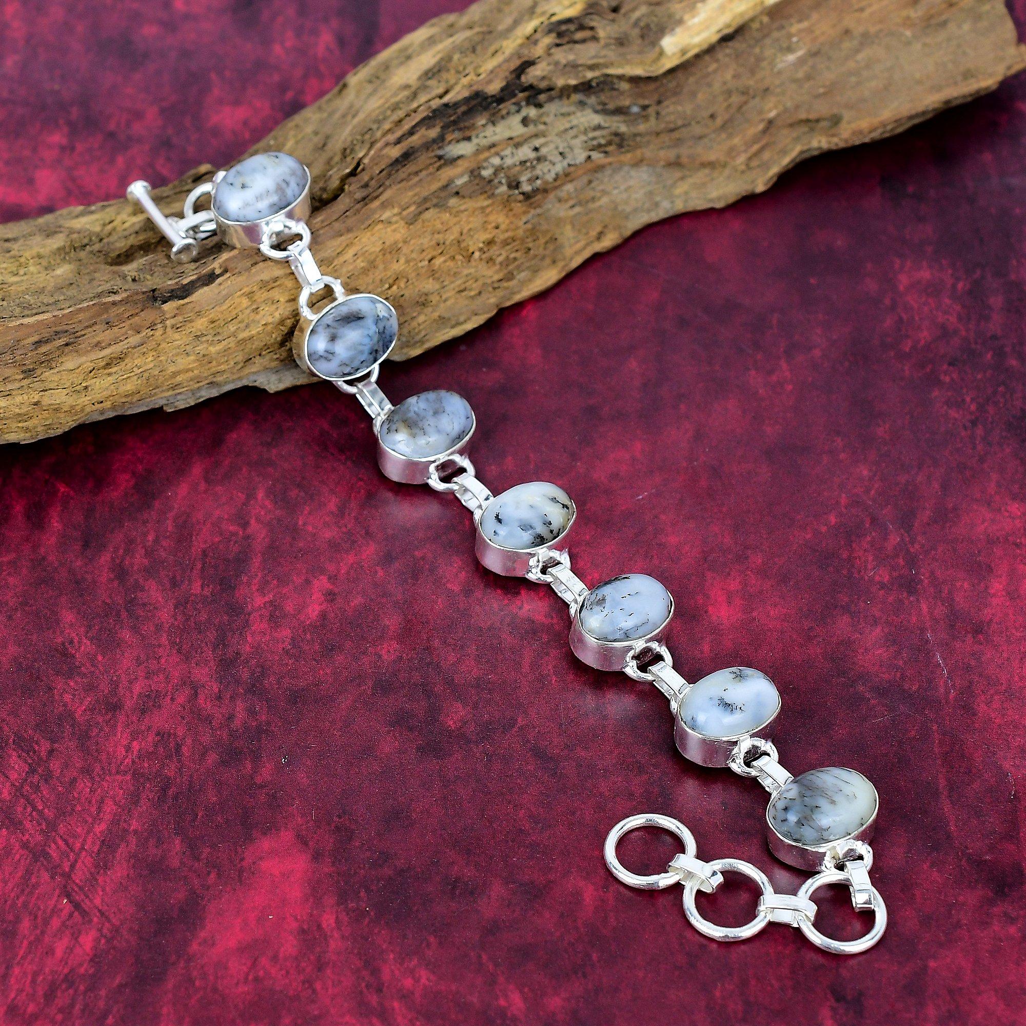 Dendrite Opal Bracelet 925 Solid Sterling Silver Gemstone Jewelry, Handmade Bracelet For Thanksgiving