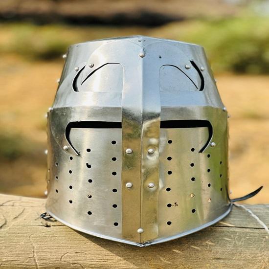 Templar Helmet Medieval Crusader Helmet Templar Knight Helmet Silver Finish