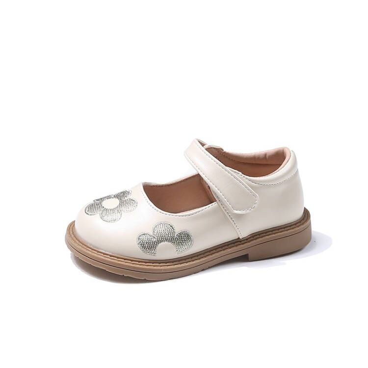 Girl's Mary Janes Spring Flower Pu Leather Matte Sweet Children Leather Shoe 21-35 Three Colors Chic Shallow Kids Flat Shoe21-35