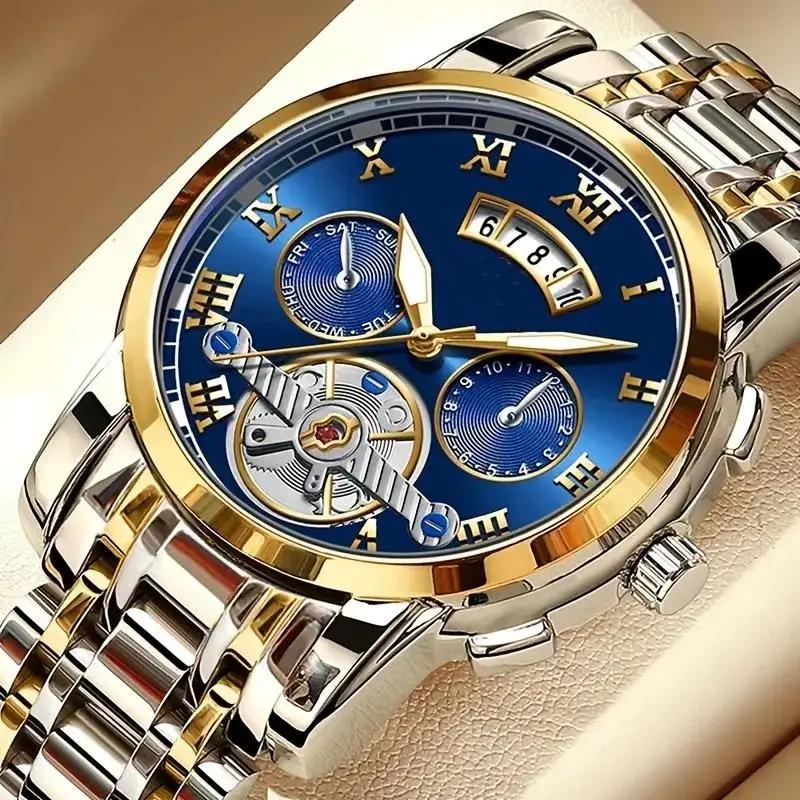 Mens Stainless Steel Luminous Clock Watch Casual 3Bar Waterproof Outdoor Sport Wristwatch