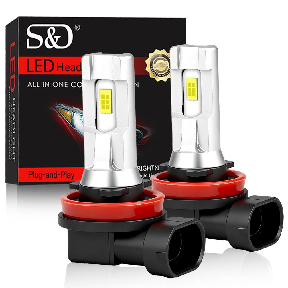 2Pcs H11 H8 H9 LED Fog DRL Bulbs 9005 HB3 9006 HB4 CSP Chip Led Foglights Daytime Running Light 6000K White Super Bright Lamp