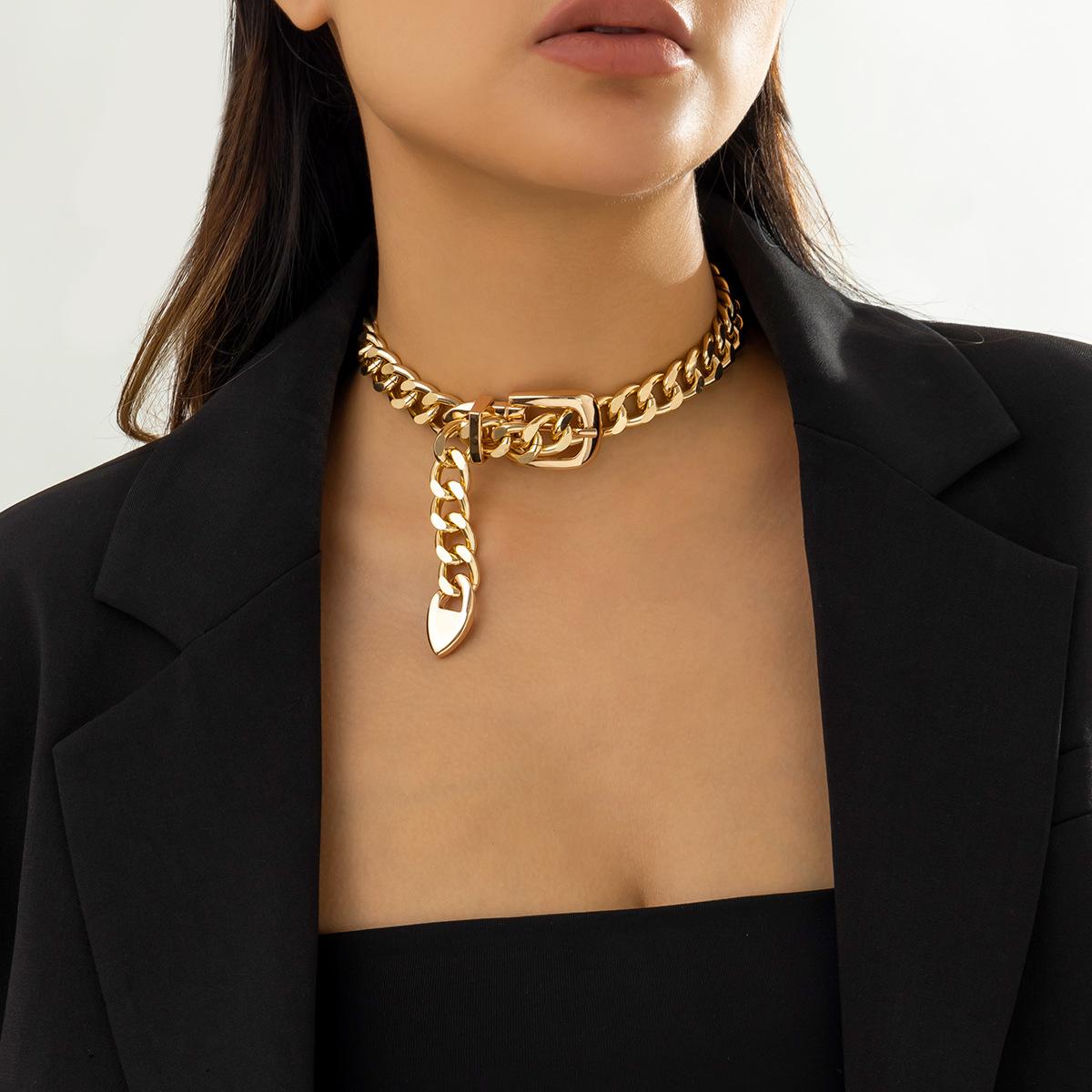 Choker Necklace for Women Punk Thick Chunky Clavicle Chain Grunge Jewelry Steampunk Accessories