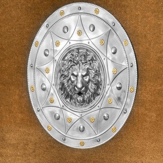 60.96 Cm Medieval Lion Face Shield Steel Armor Replica for Cosplay Display Knight Battle Shield Perfect Gift for Events Décor