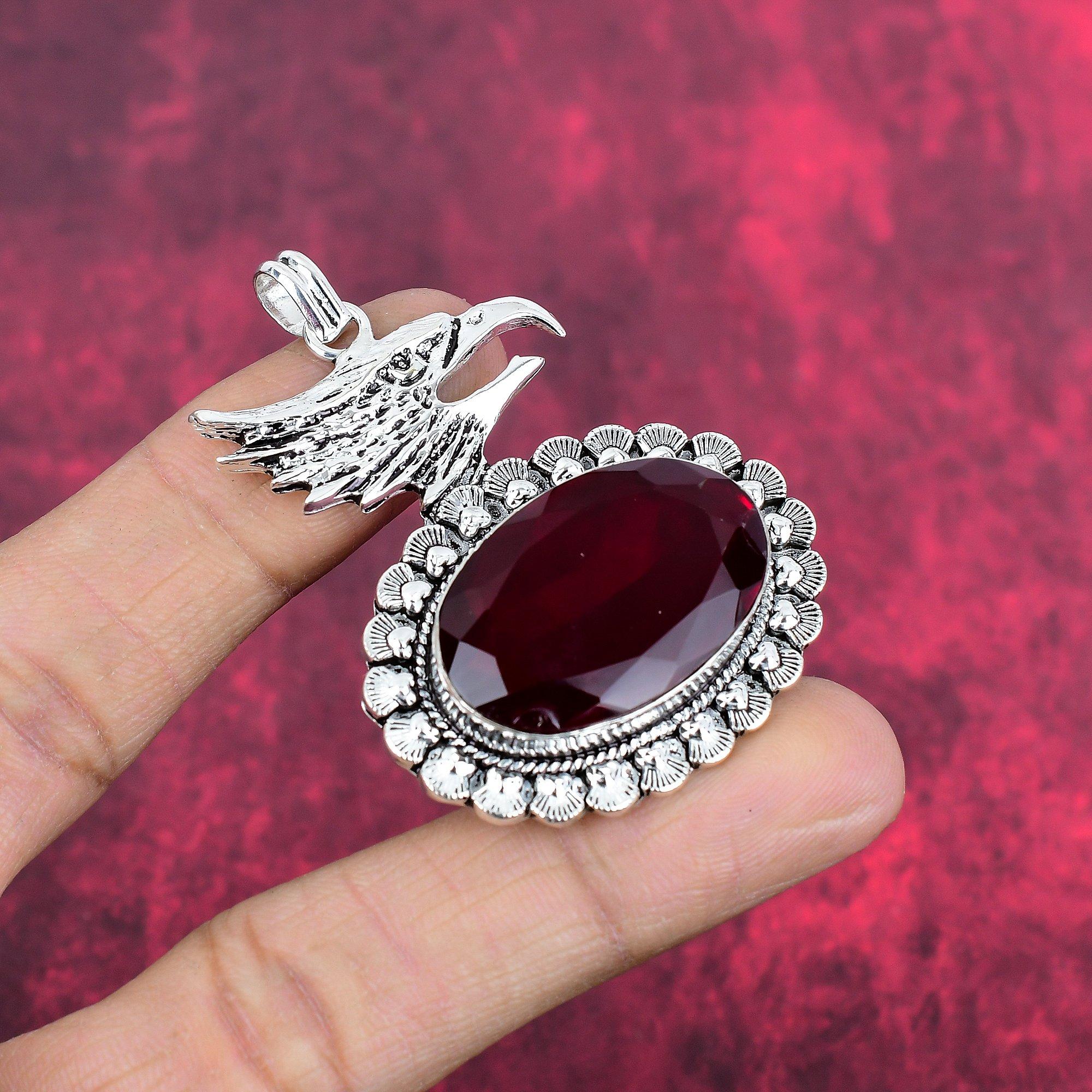 Garnet 925 Solid Sterling Silver Pendant, Handmade Gemstone Pendant Jewelry, Gifts For Wife Brand New Pendant