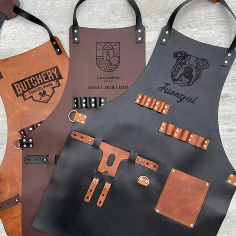 Direct PU Leather Waterproof Apron+multi-functional Wine Bottle Cover+picnic Barbecue Baking Oil Proof Work Apron