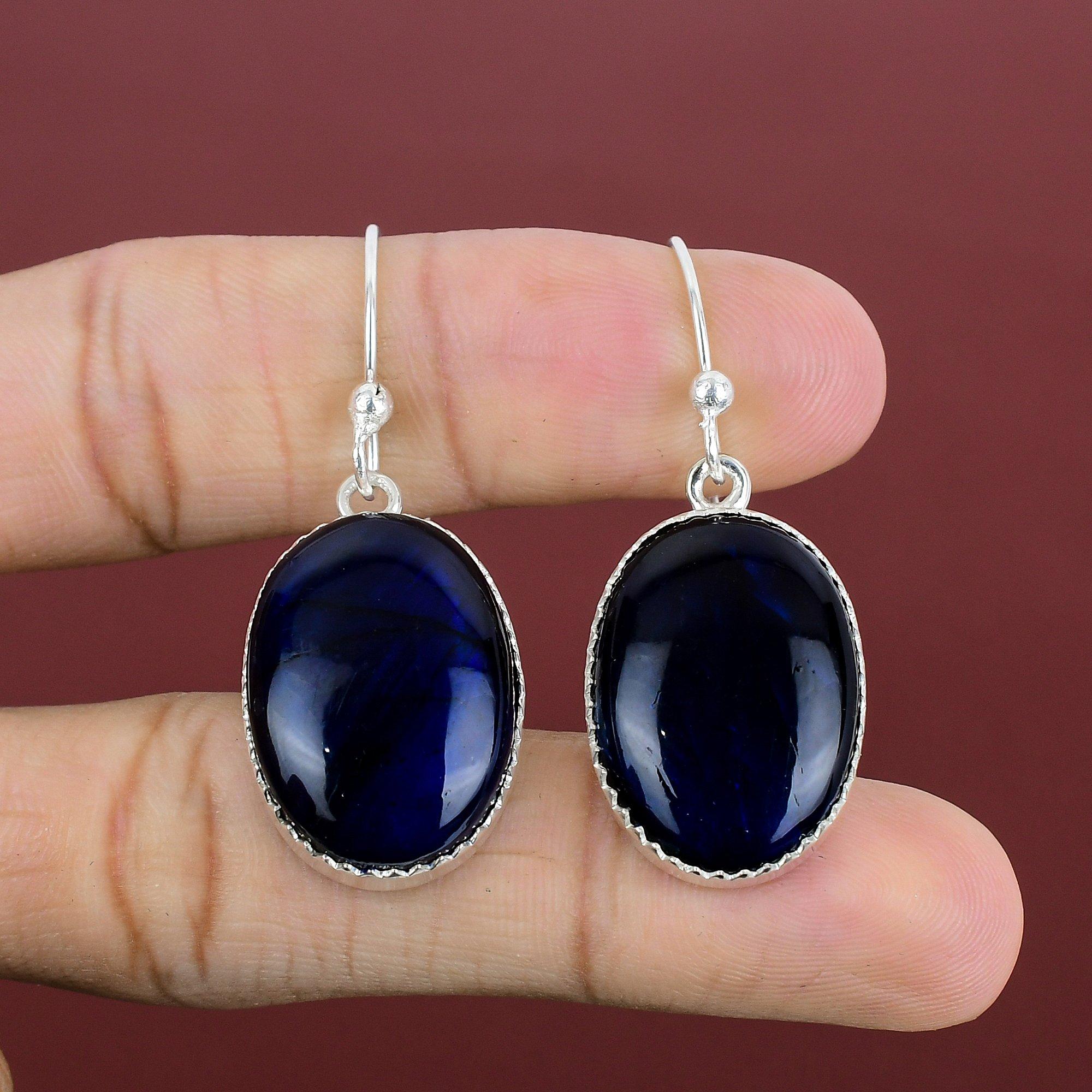 Blue Fire Labradorite Earring 925 Sterling Silver Earrings Top Quality Gemstone Earring Wedding Jewelry Handmade Dangle Earring Gift For Mom
