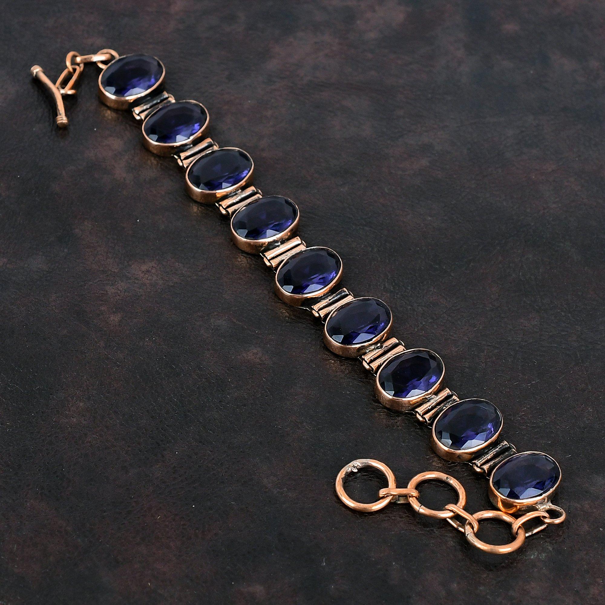 Facettiertes Afrikanischer Amethyst Armband Kupferarmband Verstellbares Kettenarmband Handgefertigt Echtes Edelsteinarmband Kupferschmuck Geschenke für Mutter