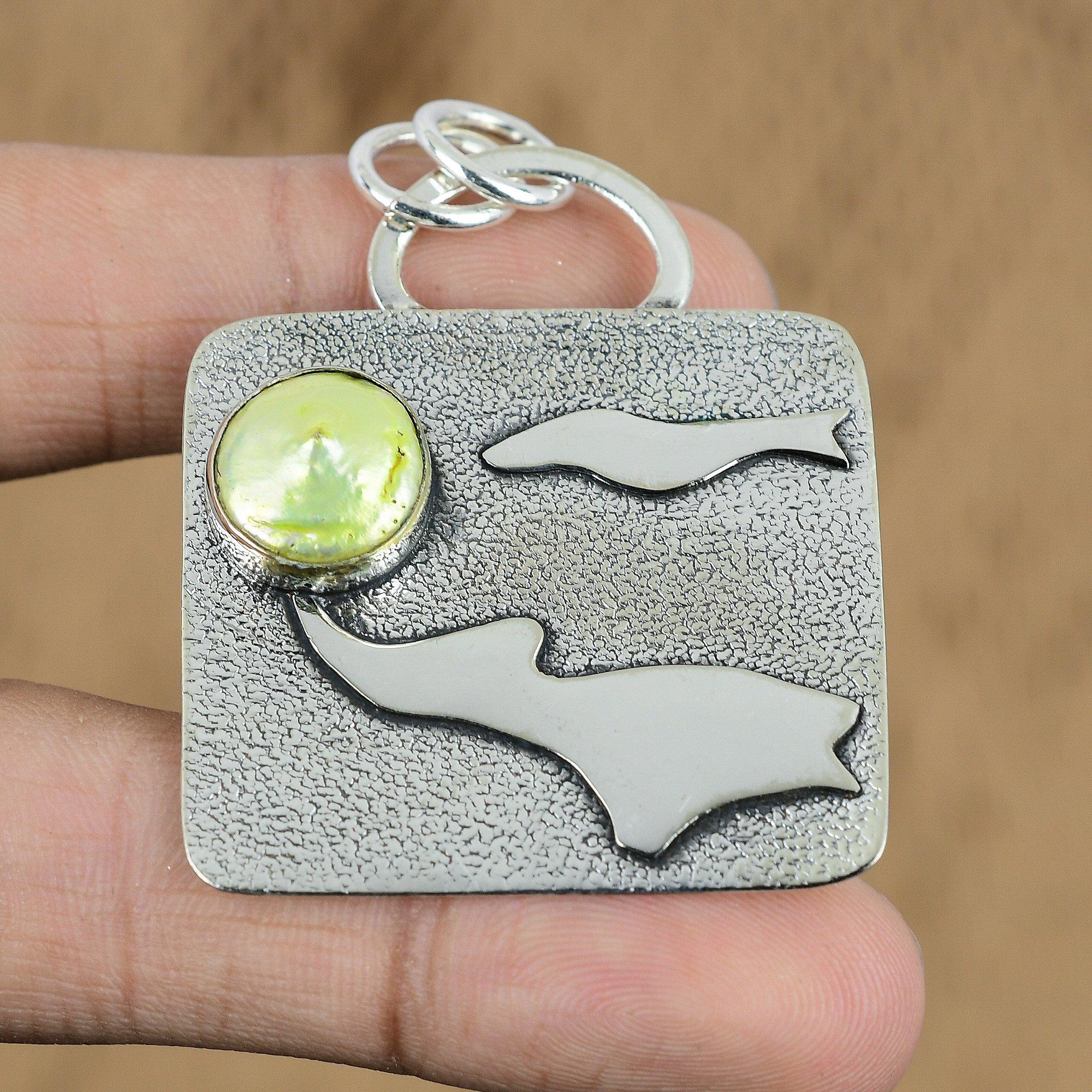 Sterling Silver Natural Biwa Pearl No Stone Anniversary Birthday Artisan Pendant