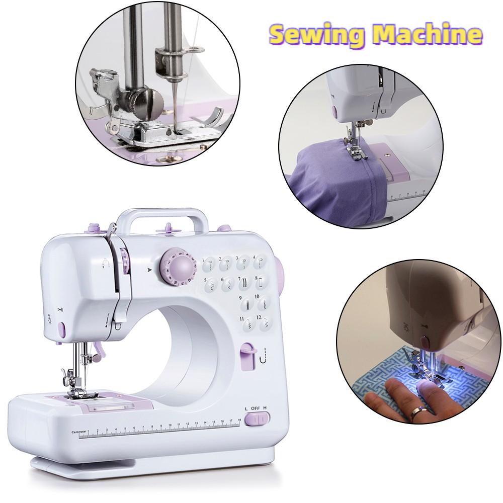 Portable Sewing Machine Mini Electric Household Crafting Mending Overlock 12 Stitches with Presser Foot Pedal Beginners