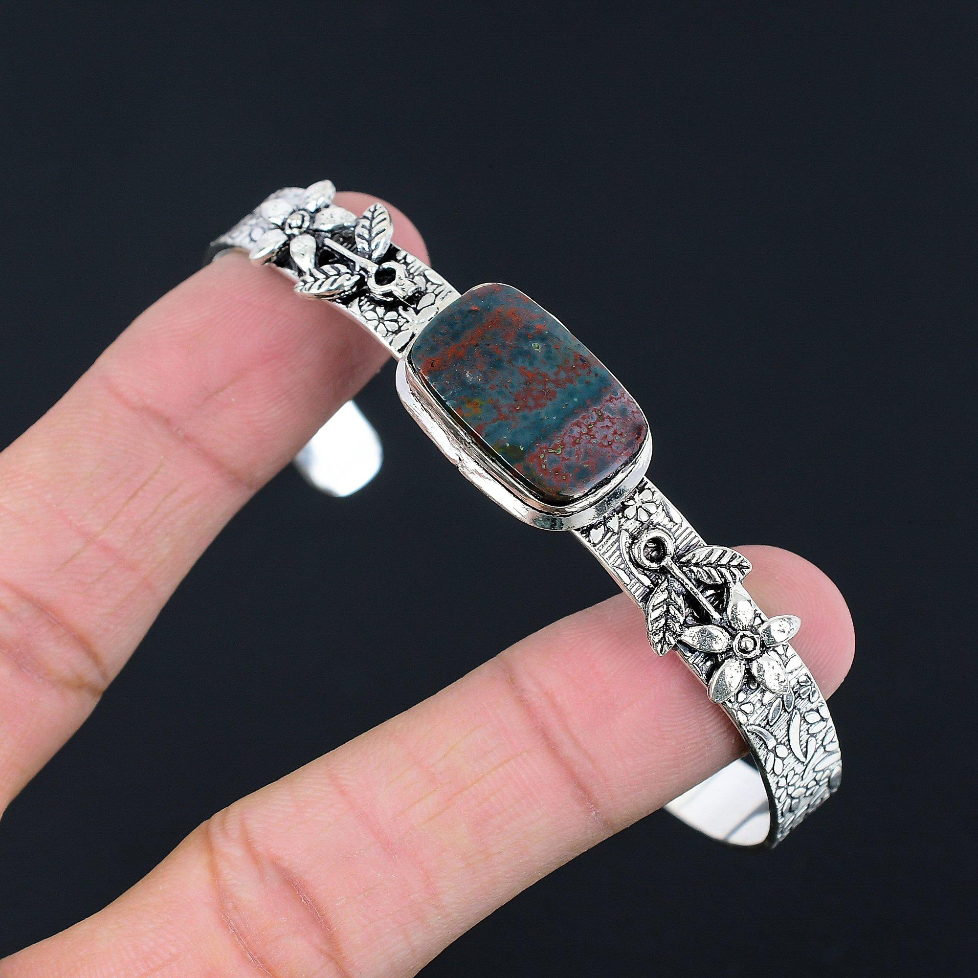 Sisters Day Sale: 925 sterling zilveren armband met bloedsteen en bloemenmotief voor bruiloften.