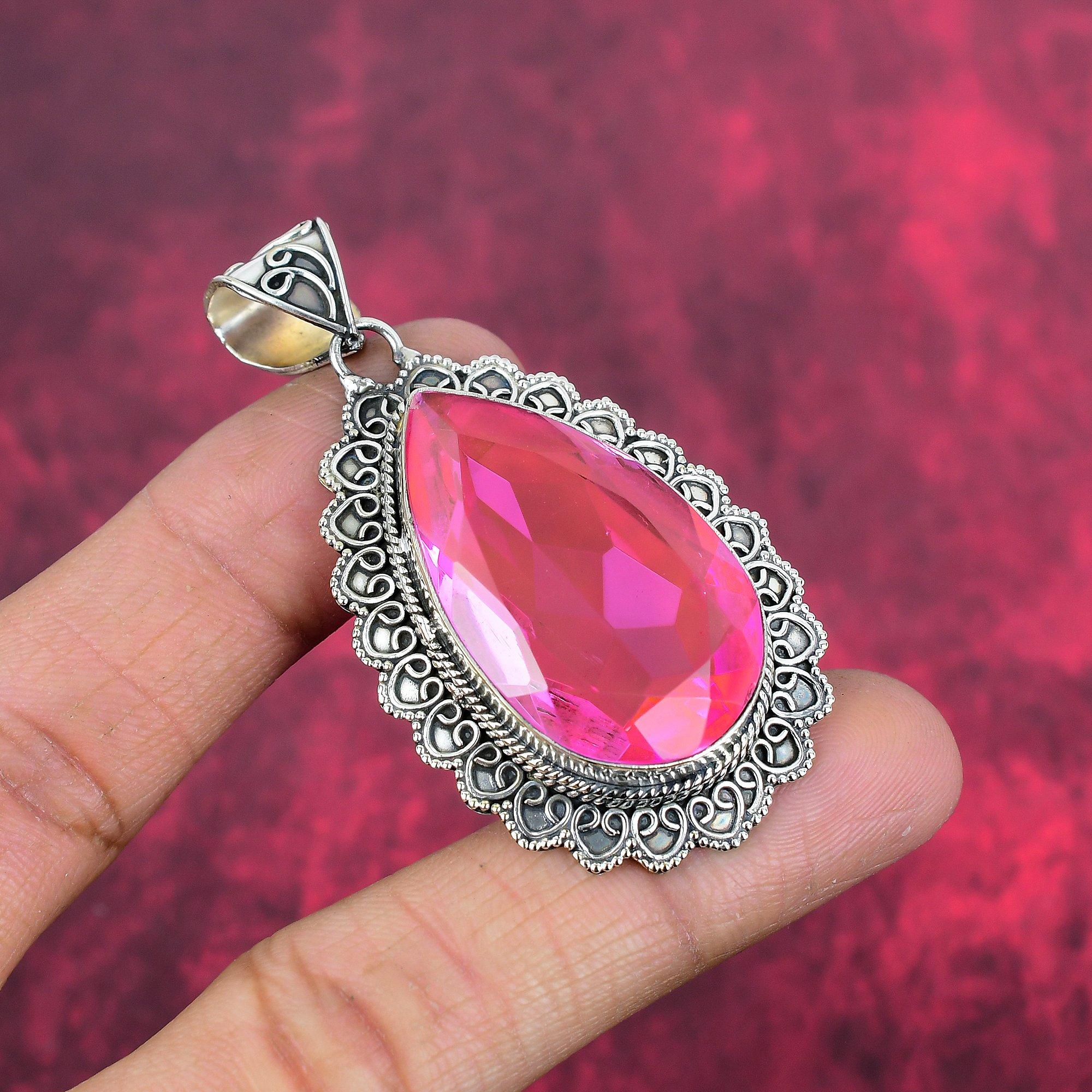 Pink Kunzite Pendant Gemstone Jewelry, 925 Solid Sterling Silver Pendant, Handmade Jewelry Birthstone Pendant, Gift For Him