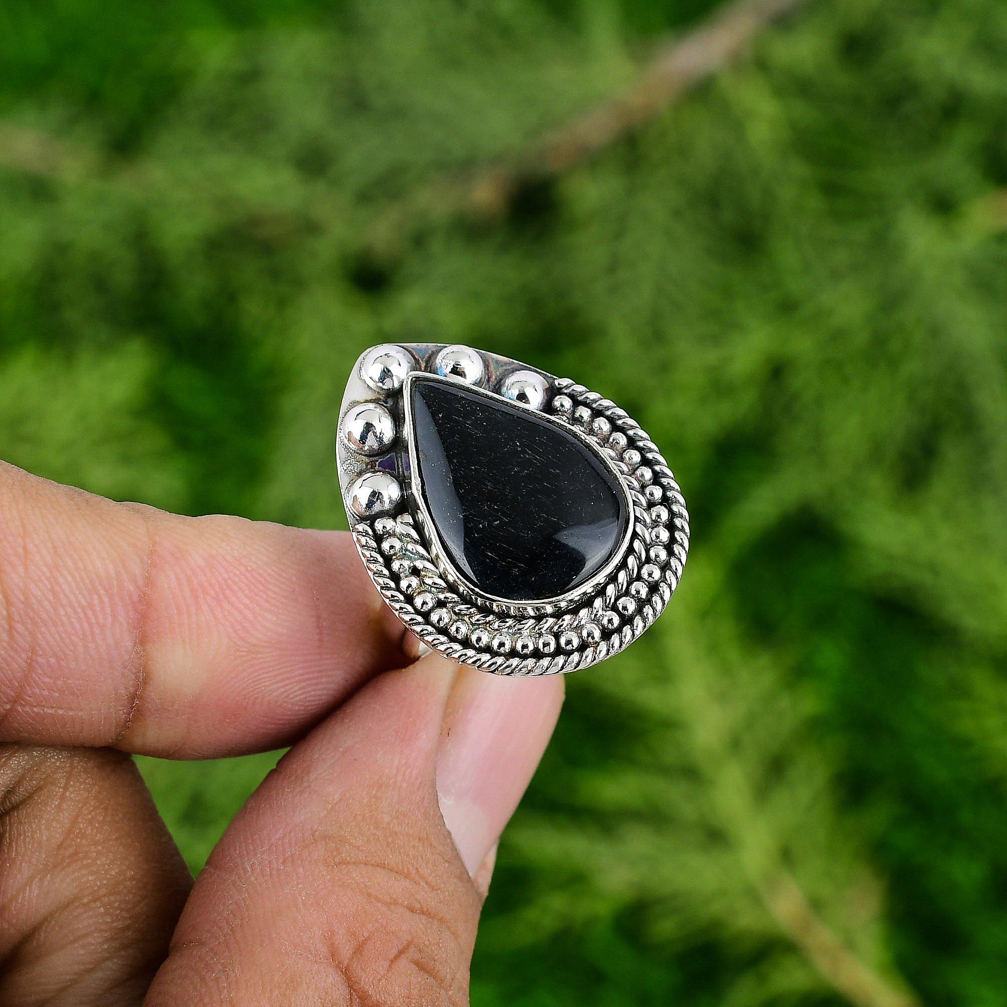 Nellite Stone Trendy Wedding Statement Ethnic Birthday Ring 925 Sterling Silver
