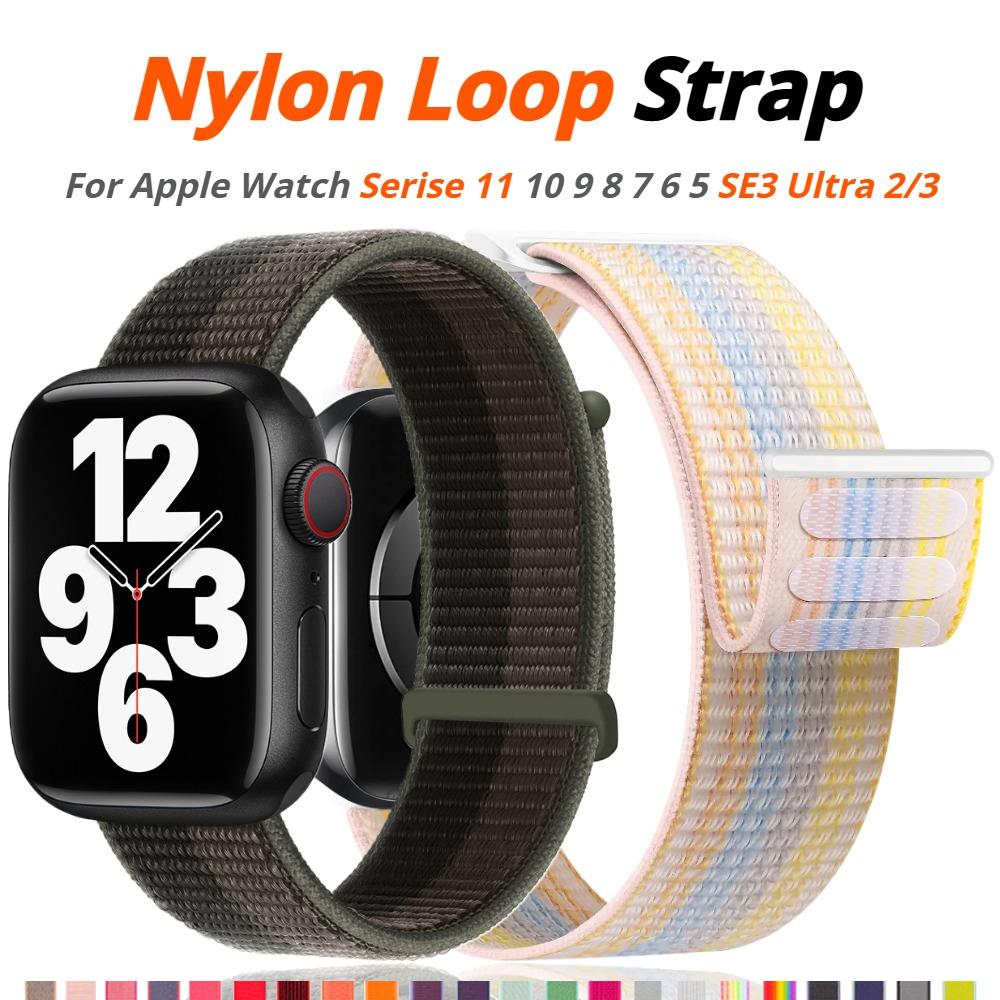 Nylon Loop Strap for Apple Watch Serise 11 Band 46mm 40mm 44mm 45mm 42mm 41mm 38mm Smart Belt Bracelet for IWatch Ultra3 49mm Serise10/9/8/7/6/SE3/5/4
