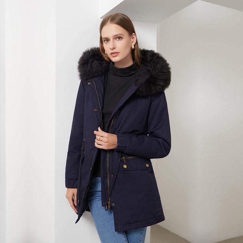 Women Autum Winter Lamb Velet Thickened Solid Color Long Sleeve Hooded Warm Jacket S-4XL