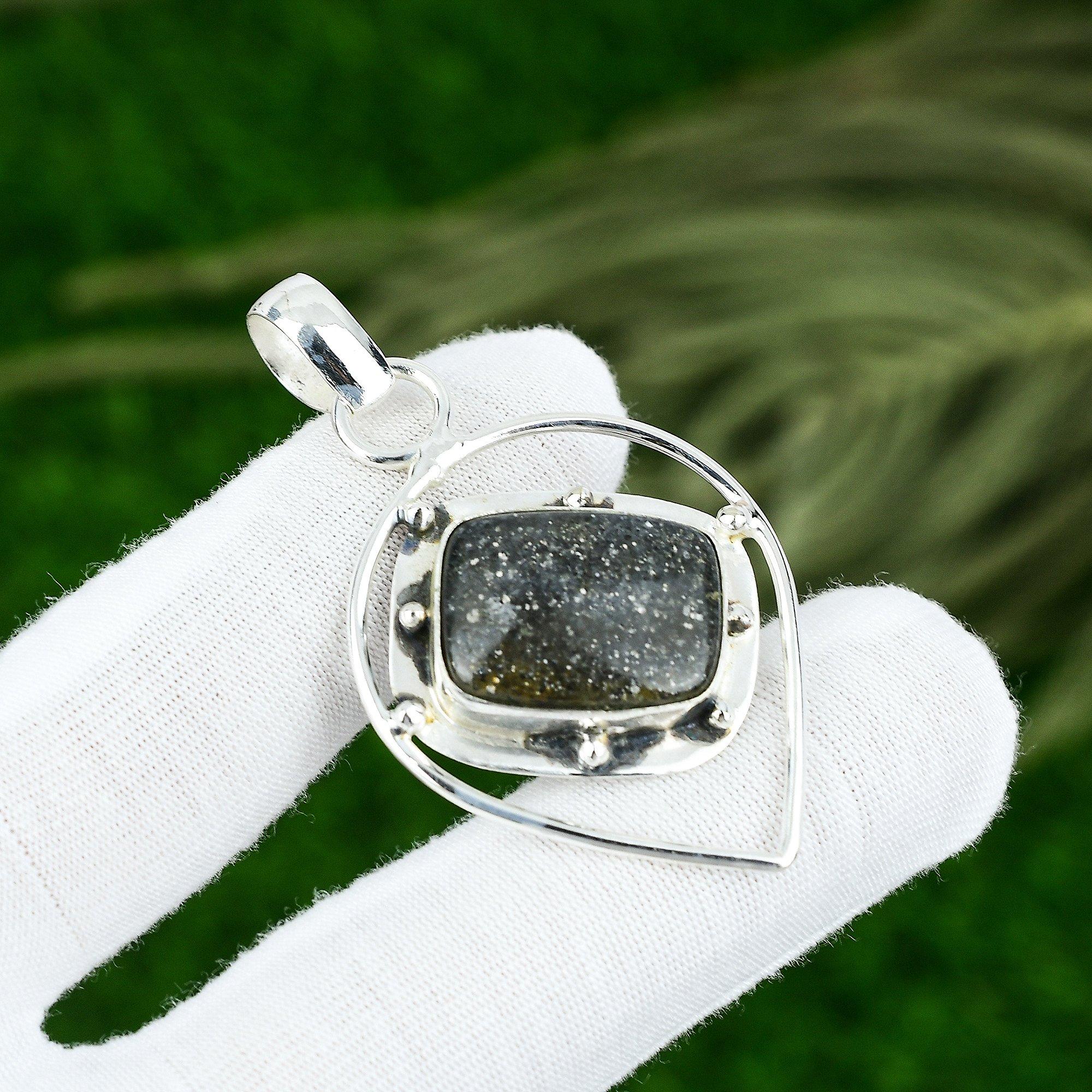 Sterling Silver Sacral Chakra Black Sunstone Gemstone Elegant Pendant Jewelry