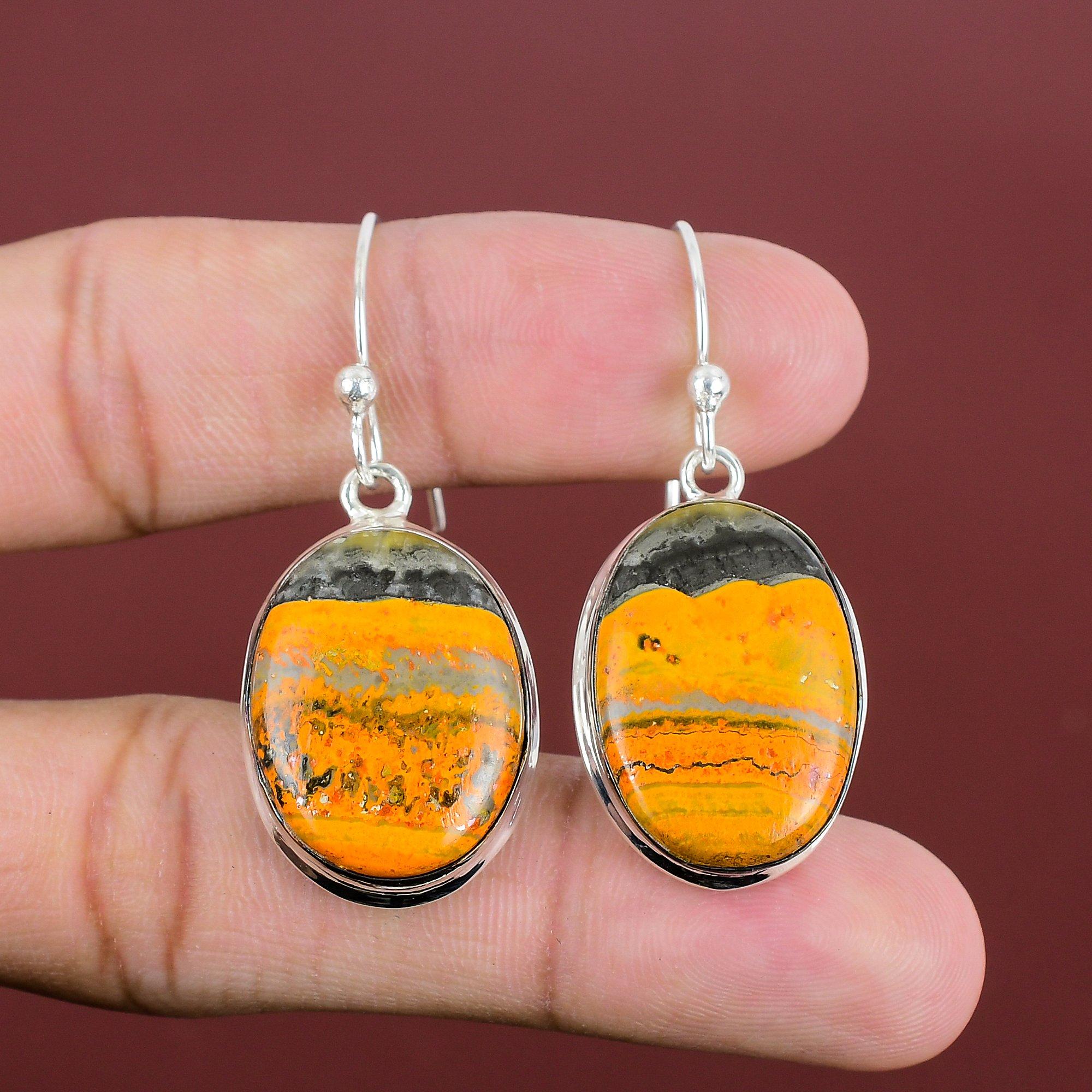 Bumble Bee Jasper Earring Gemstone Earring Elegant Jewelry 925 Sterling Silver Earrings Handmade Earring Healing Stone Jewelry Gifts For Mom