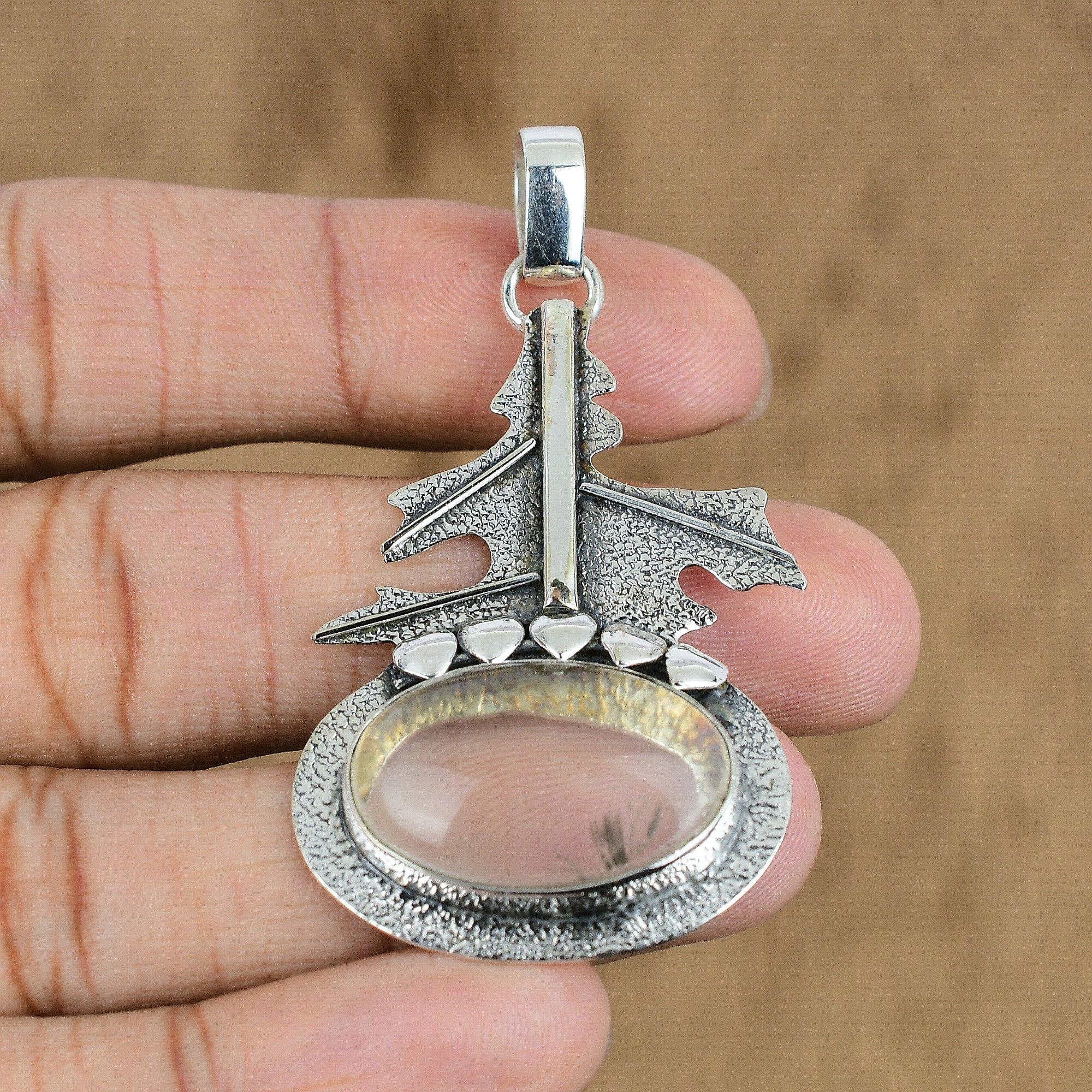 Gift For Women Pendant 925 Sterling Silver Natural Smokey Quartz Gemstone