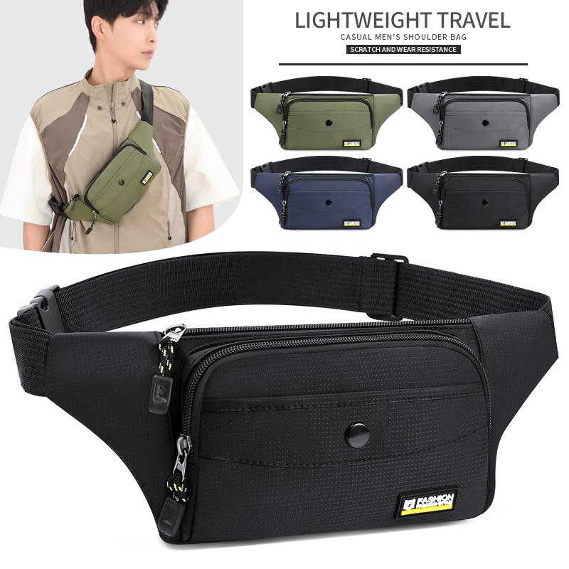 Men's Casual Sports Travel Waist Bag Lightweight Riding Chest Large Capacity Crossbody Bag  Phone Pocket