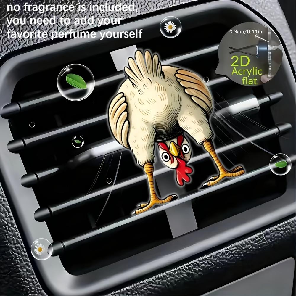 2D flacher Hühnchen Auto-Lüftungsclip dekorativer Diffusor (Duftstoffe nicht enthalten), Auto-Innendekoration, Aromatherapie-Clip, ideal als Weihnachtsgeschenk