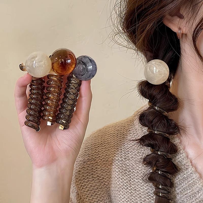 1PCS Retro Telephone Line Hair Ring Female Temperament Simple Bubble Braid Hair Artifact Headband Ponytail Hairband Hair Accessories