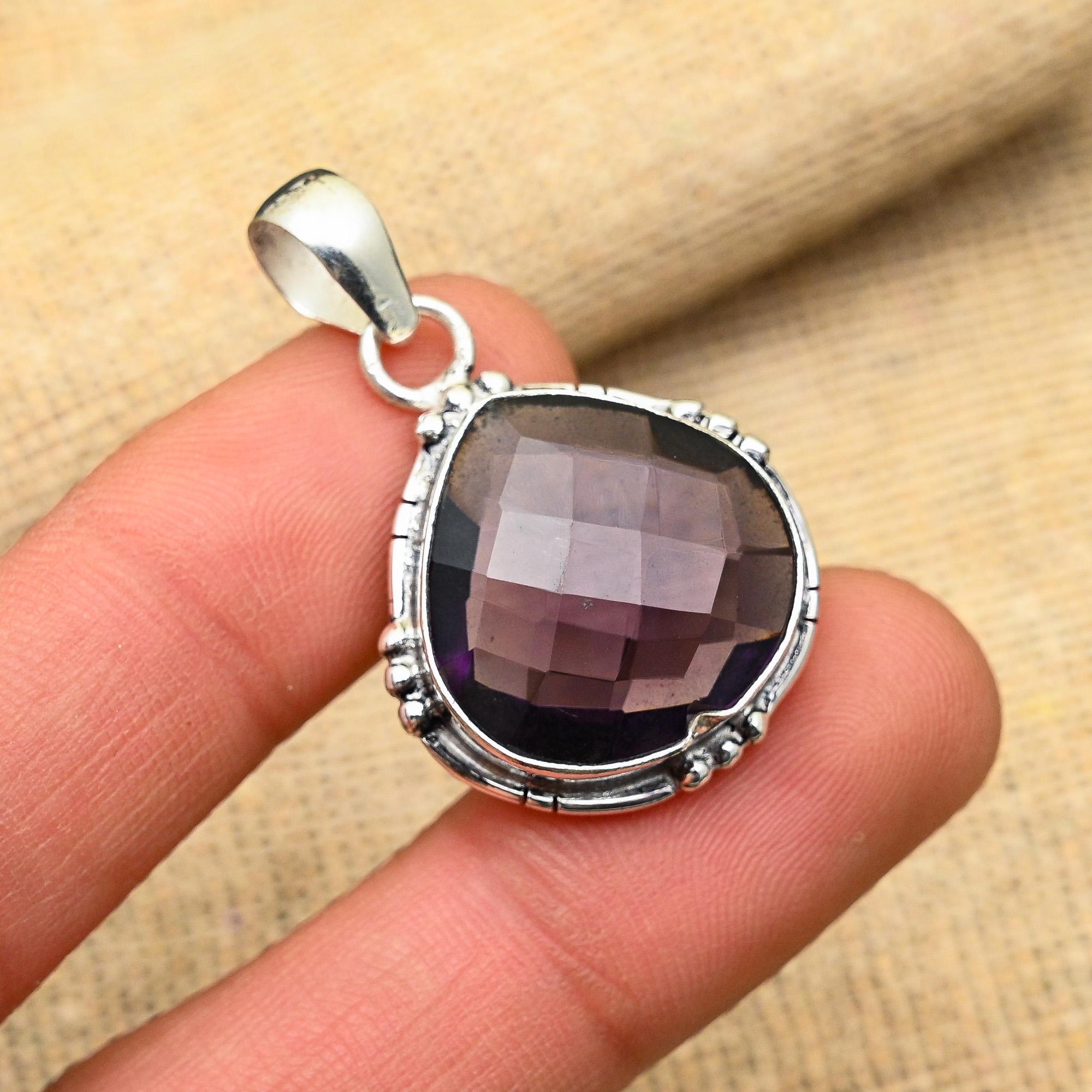 Amethyst Gemstone Handmade 925 Solid Sterling Silver Jewelry Pendant For Wedding Gift