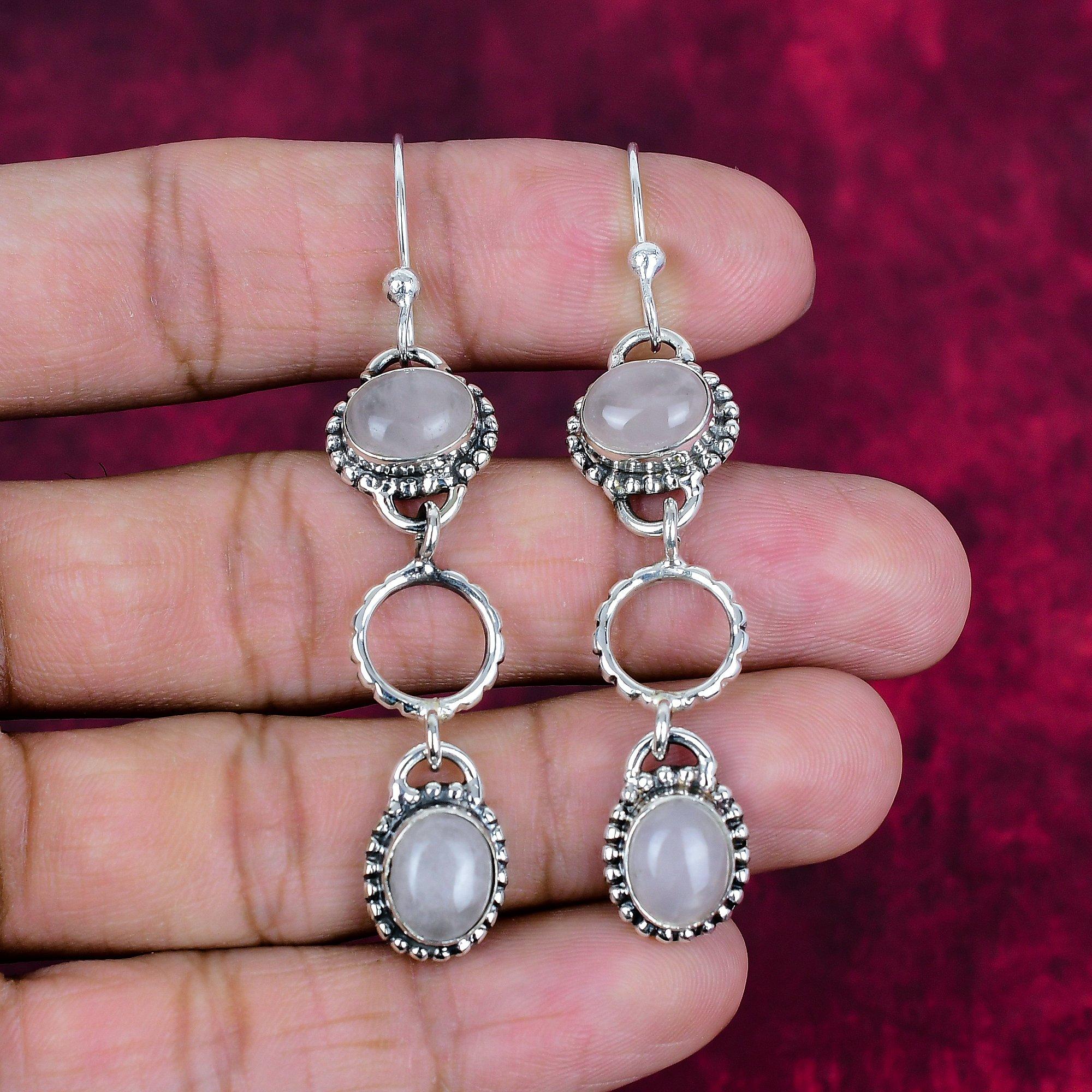 Mondstein 925 Massiv Sterlingsilber Ohrringe, Handgefertigter Edelstein Ohrschmuck, Geschenke für Ehefrau Brandneue Ohrringe