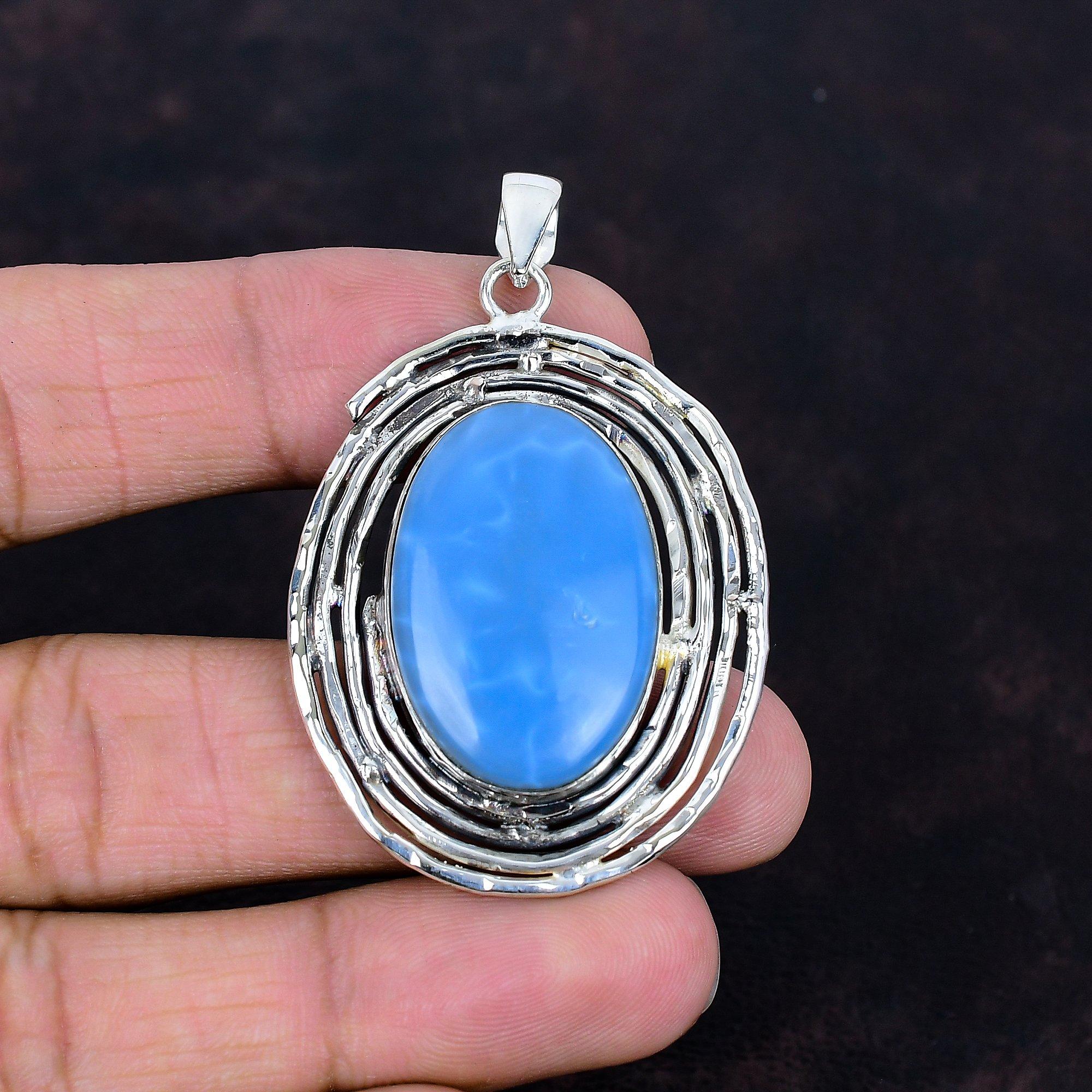Owyhee Blue Opal Pendant 925 Sterling Silver Pendant Handmade Pendant Antique Jewelry Real Gemstone Pendant Wedding Gifts Birthstone Pendant