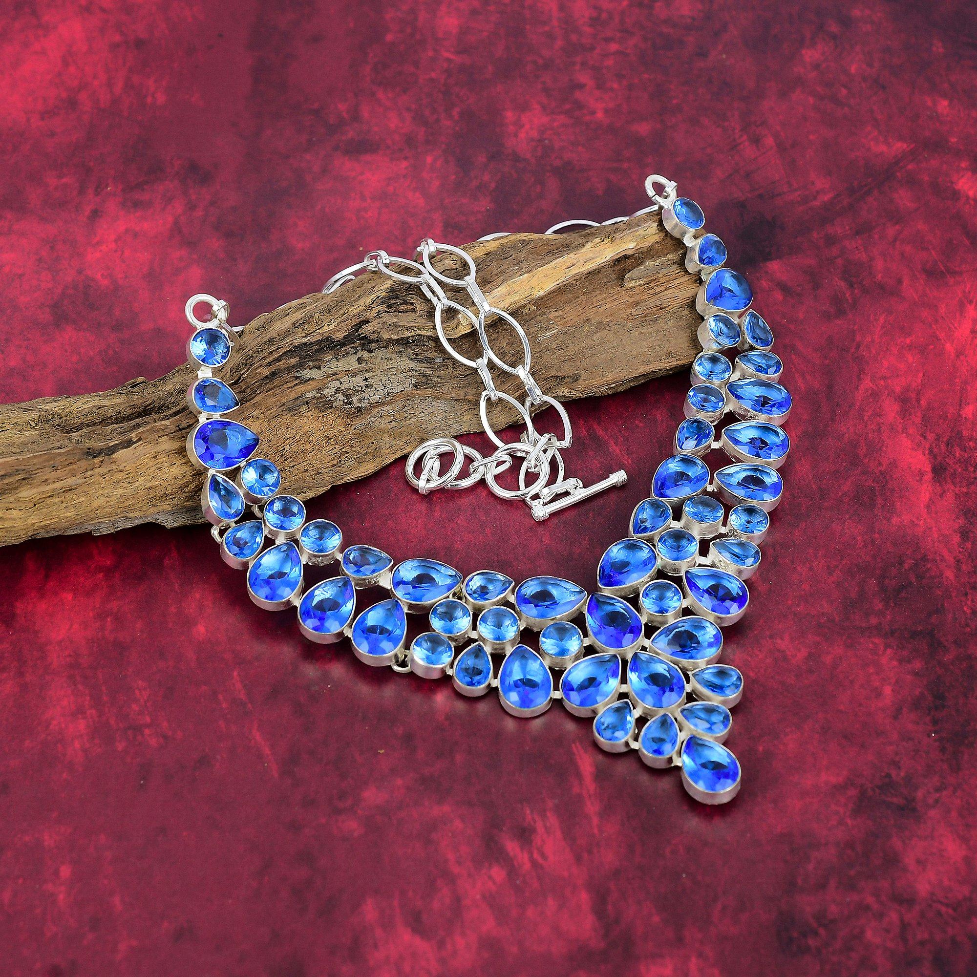 Tanzanite 925 Solid Sterling Silver Necklace with Adjustable Chain, Handmade Gemstone Jewelry Necklace For Memorial Day